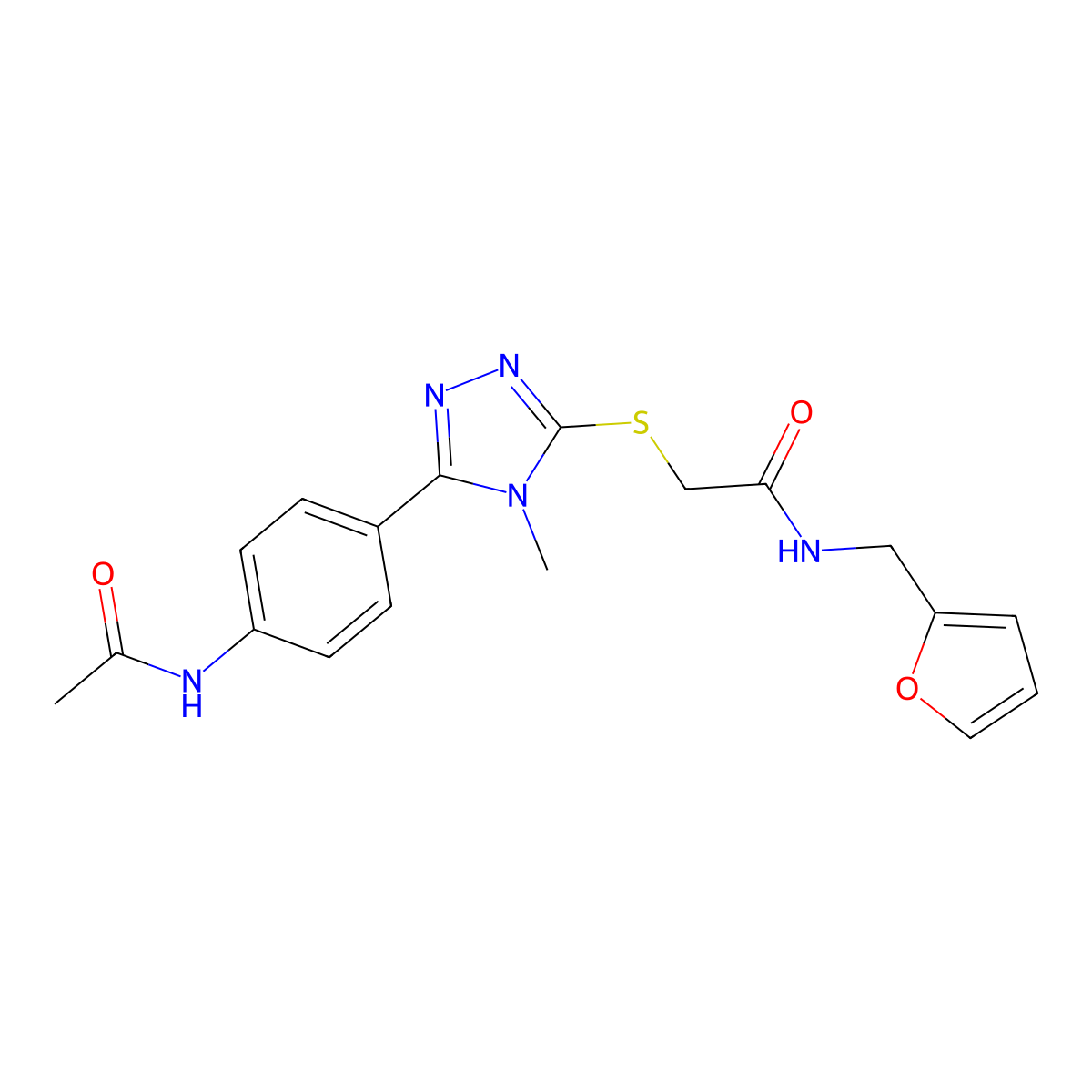 2-[[5-(4-acetamidophenyl)-4-methyl-1,2,4-triazol-3-yl]sulfanyl]-N-(furan-2-ylmethyl)acetamide molecular structure, CAS 500266-37-5