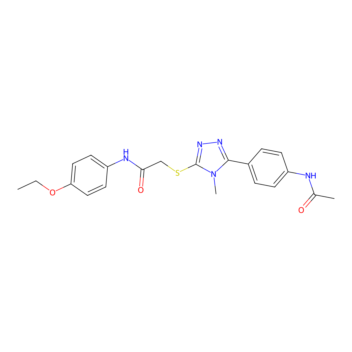 2-[[5-(4-acetamidophenyl)-4-methyl-1,2,4-triazol-3-yl]sulfanyl]-N-(4-ethoxyphenyl)acetamide molecular structure, CAS 500266-39-7