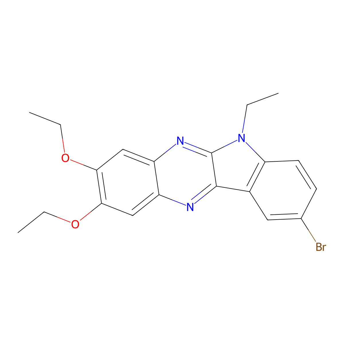 9-bromo-2,3-diethoxy-6-ethyl-6H-indolo[2,3-b]quinoxaline molecular structure, CAS 500266-42-2