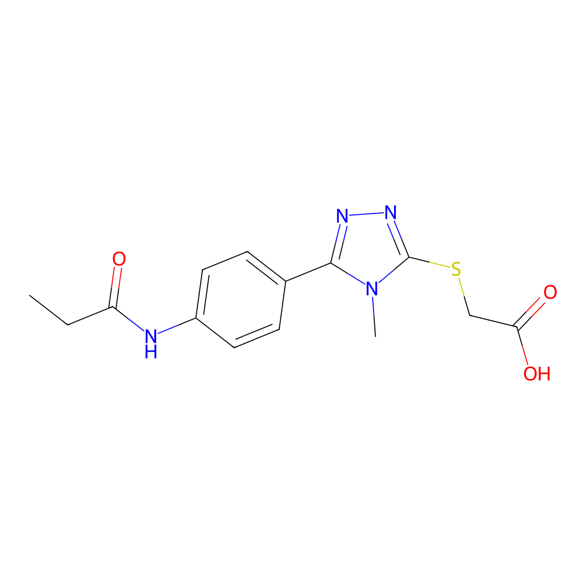2-((4-methyl-5-(4-propionamidophenyl)-4H-1,2,4-triazol-3-yl)thio)acetic acid molecular structure, CAS 500266-45-5