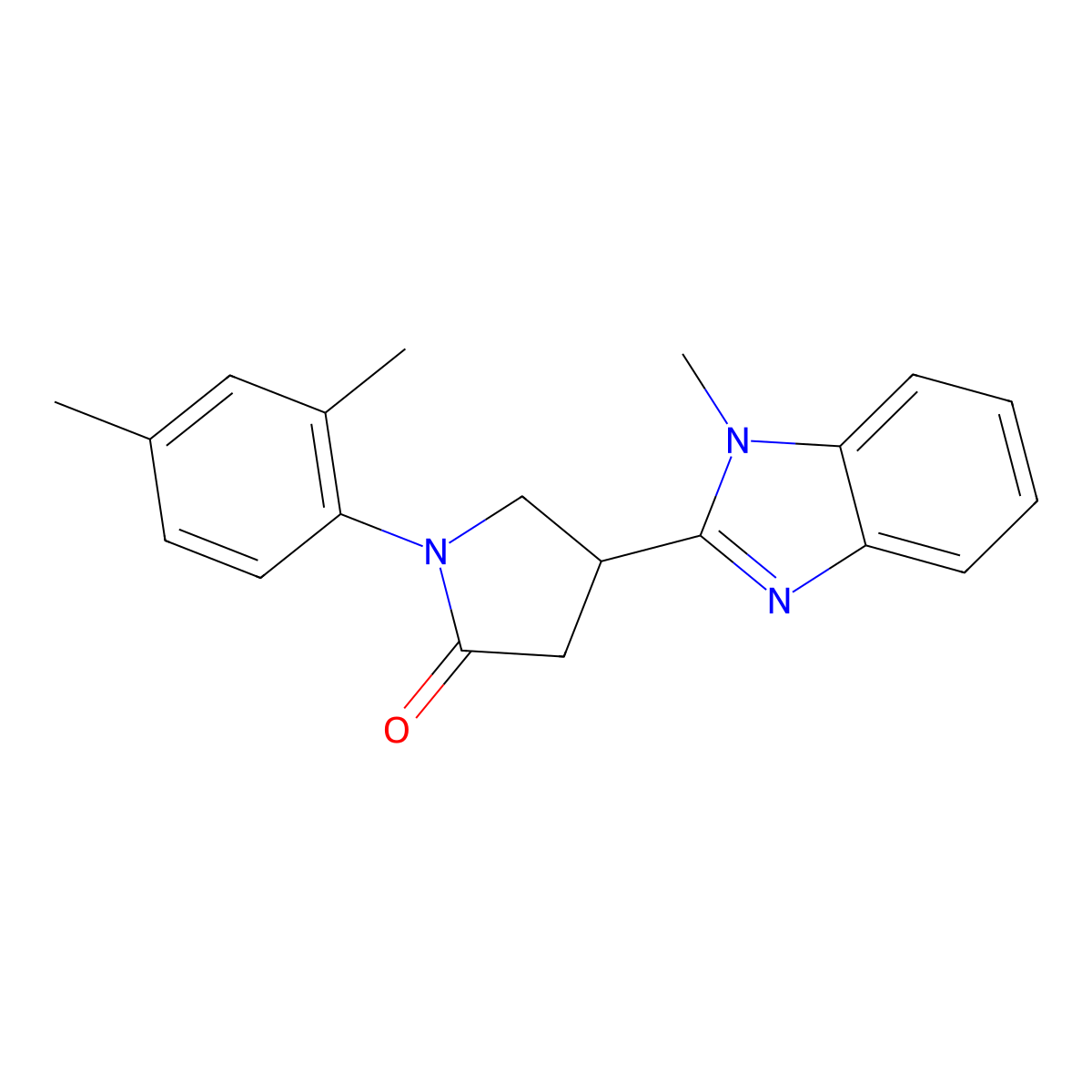 1-(2,4-dimethylphenyl)-4-(1-methyl-1H-1,3-benzodiazol-2-yl)pyrrolidin-2-one molecular structure, CAS 500266-57-9