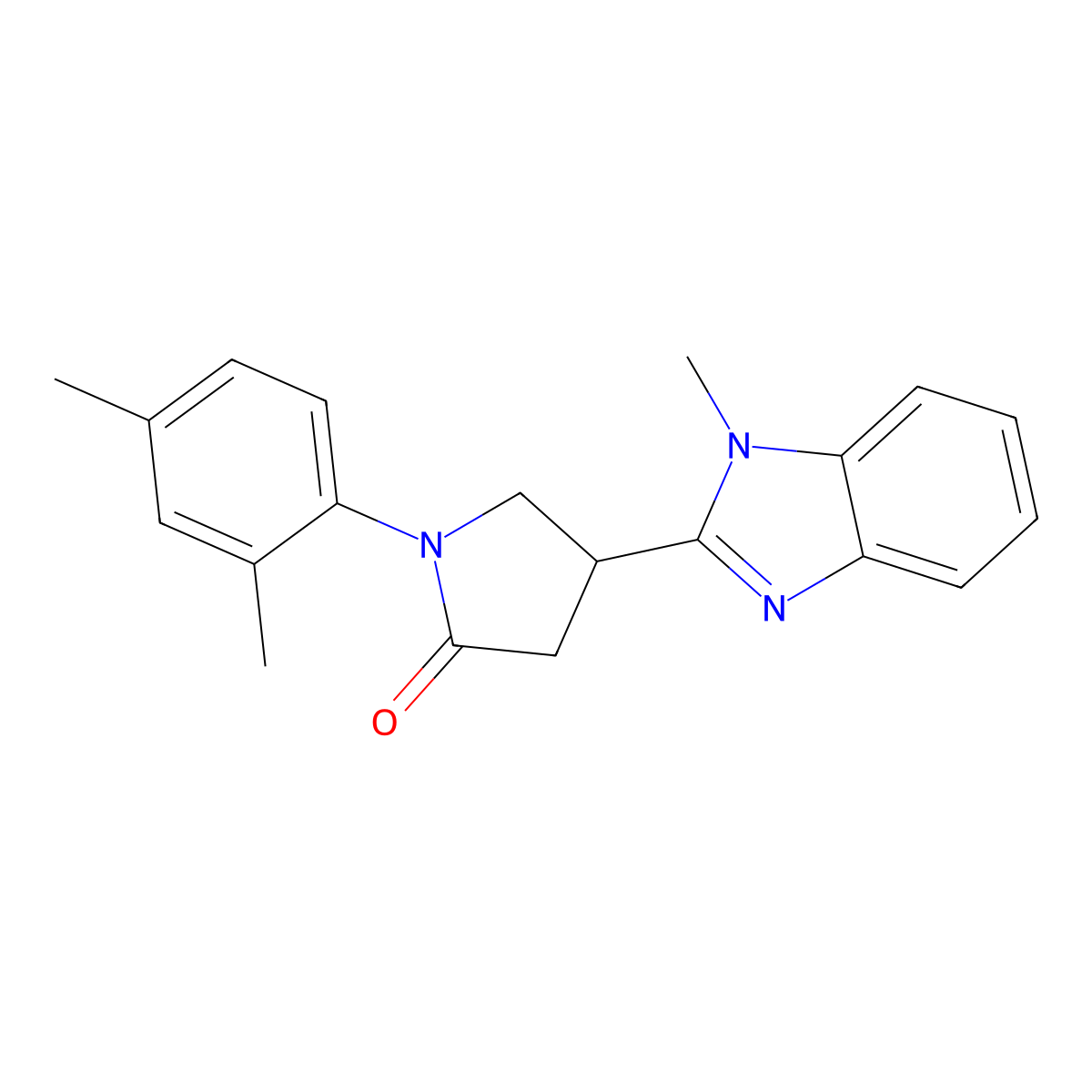1-(2,4-dimethylphenyl)-4-(1-methyl-1H-1,3-benzodiazol-2-yl)pyrrolidin-2-one molecular structure, CAS 500266-57-9
