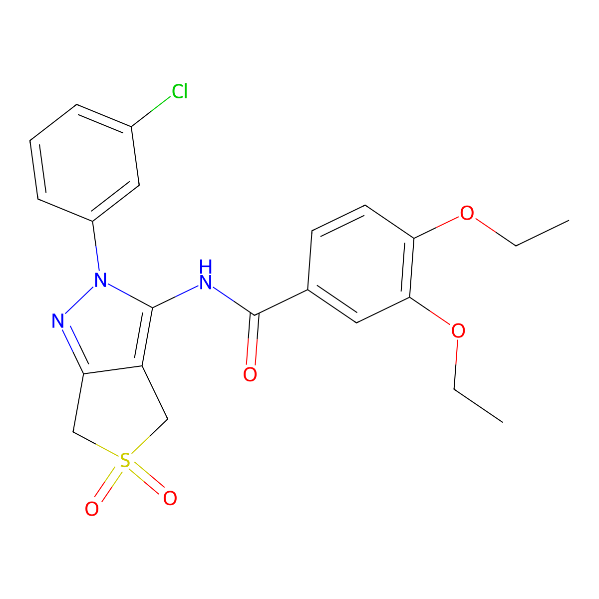 N-(2-(3-chlorophenyl)-5,5-dioxido-4,6-dihydro-2H-thieno[3,4-c]pyrazol-3-yl)-3,4-diethoxybenzamide molecular structure, CAS 500266-91-1