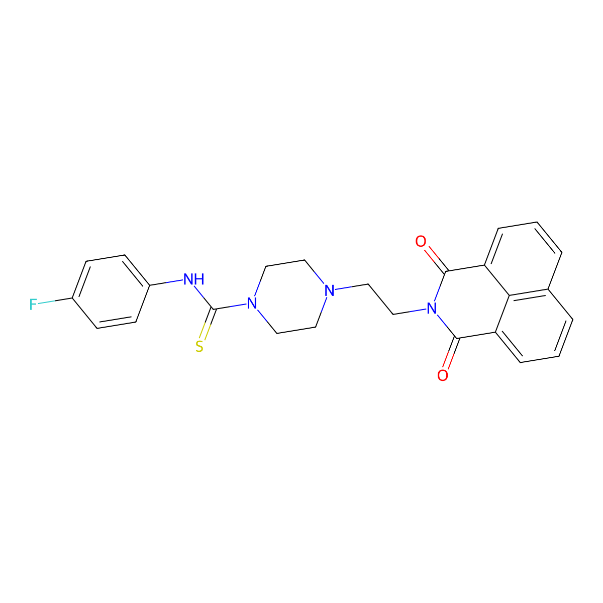 4-(2-(1,3-dioxo-1H-benzo[de]isoquinolin-2(3H)-yl)ethyl)-N-(4-fluorophenyl)piperazine-1-carbothioamide molecular structure, CAS 500267-28-7
