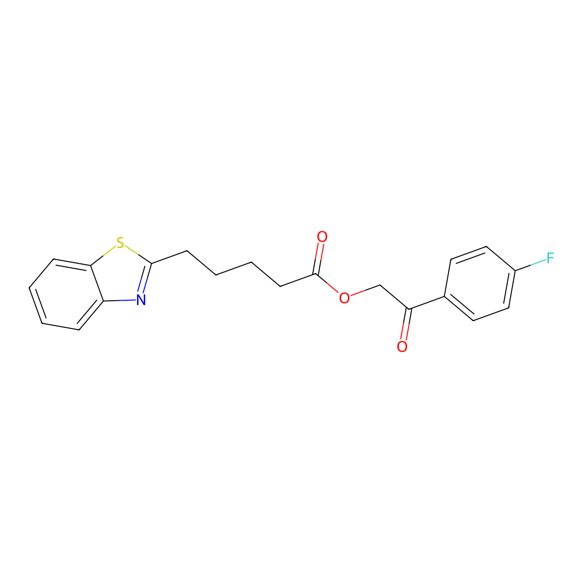 2-(4-Fluorophenyl)-2-oxoethyl 5-(1,3-benzothiazol-2-yl)pentanoate molecular structure, CAS 500267-35-6