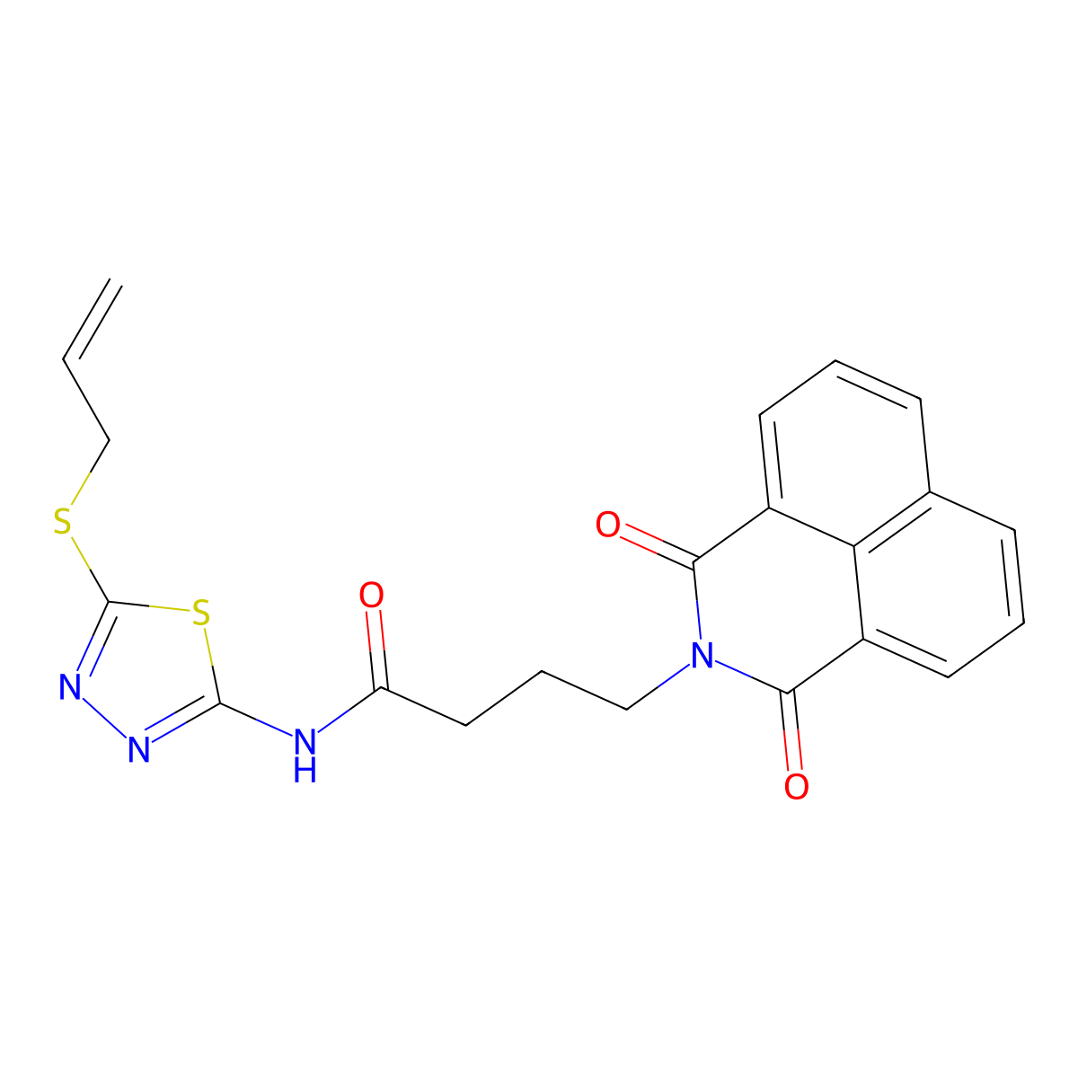 N-(5-(allylthio)-1,3,4-thiadiazol-2-yl)-4-(1,3-dioxo-1H-benzo[de]isoquinolin-2(3H)-yl)butanamide molecular structure, CAS 500267-43-6