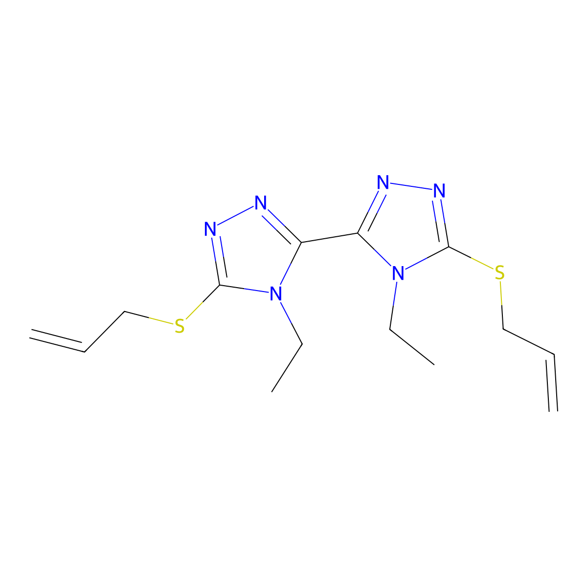 4-Ethyl-3-(4-ethyl-5-prop-2-enylsulfanyl-1,2,4-triazol-3-yl)-5-prop-2-enylsulfanyl-1,2,4-triazole molecular structure, CAS 500267-45-8