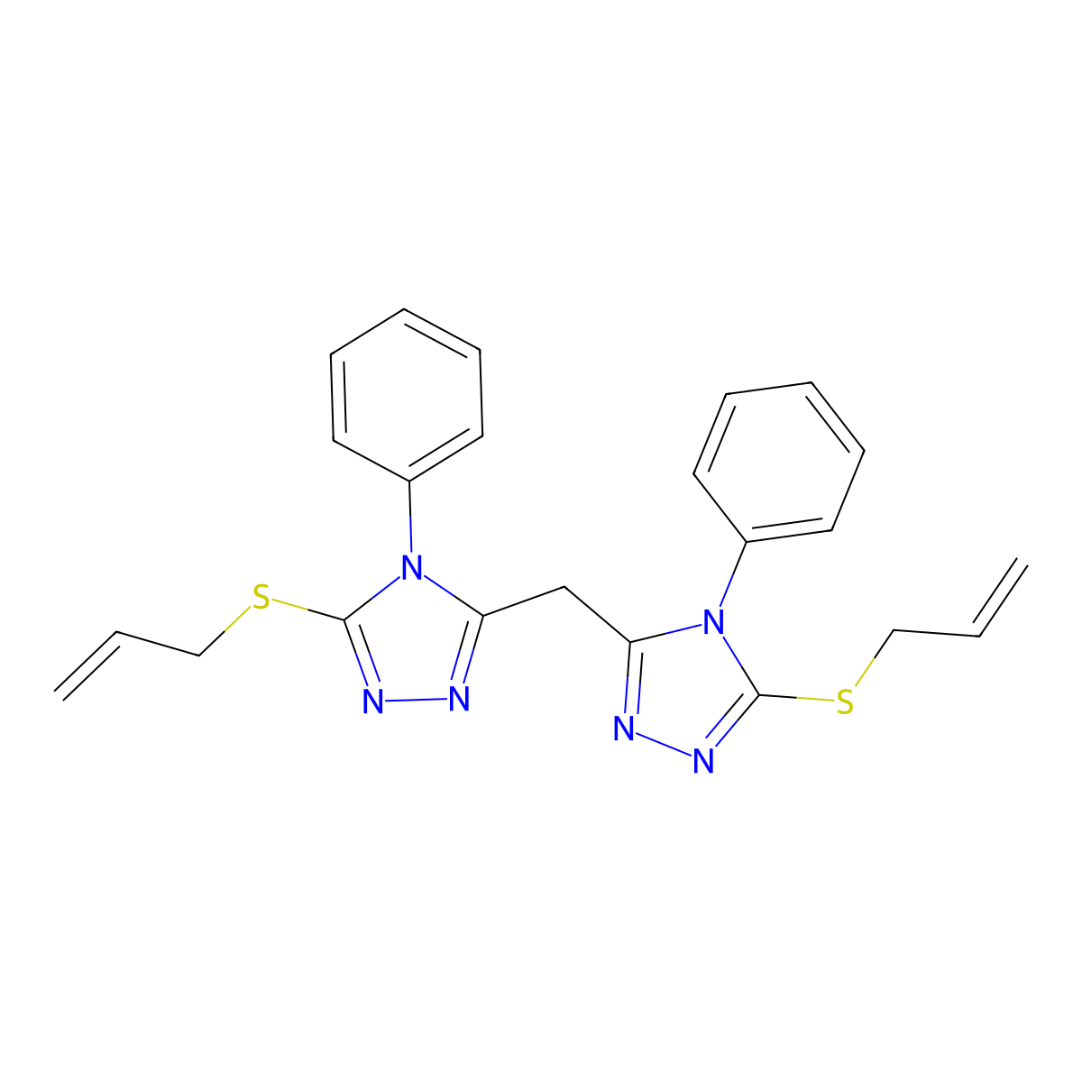 bis(5-(allylthio)-4-phenyl-4H-1,2,4-triazol-3-yl)methane molecular structure, CAS 500267-47-0