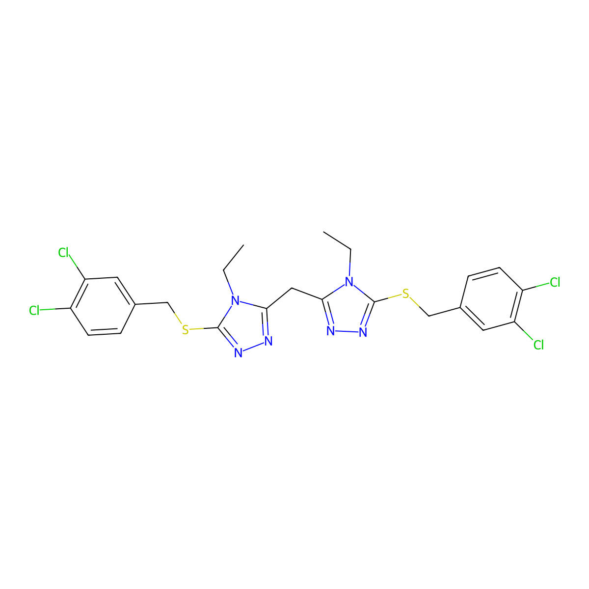 bis(5-((3,4-dichlorobenzyl)thio)-4-ethyl-4H-1,2,4-triazol-3-yl)methane molecular structure, CAS 500267-48-1