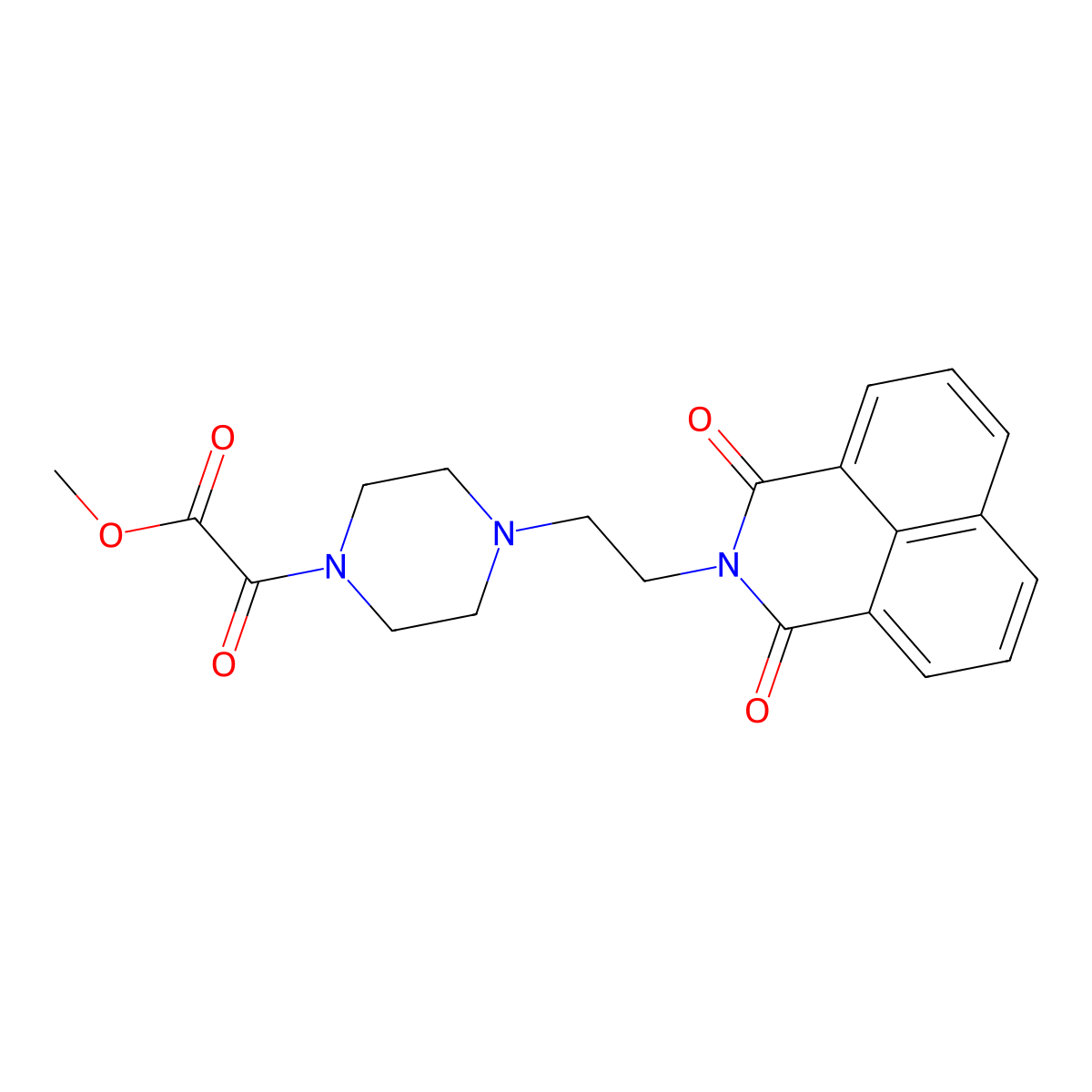 methyl {4-[2-(1,3-dioxo-1H-benzo[de]isoquinolin-2(3H)-yl)ethyl]piperazin-1-yl}(oxo)acetate molecular structure, CAS 500267-49-2