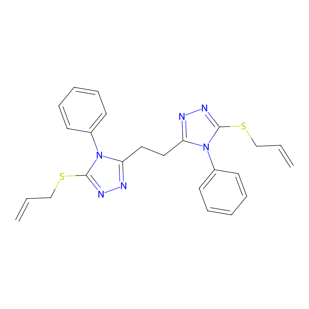 1,2-bis(5-(allylthio)-4-phenyl-4H-1,2,4-triazol-3-yl)ethane molecular structure, CAS 500267-74-3
