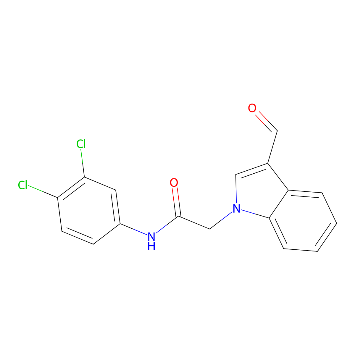 N-(3,4-dichlorophenyl)-2-(3-formyl-1H-indol-1-yl)acetamide molecular structure, CAS 500268-18-8