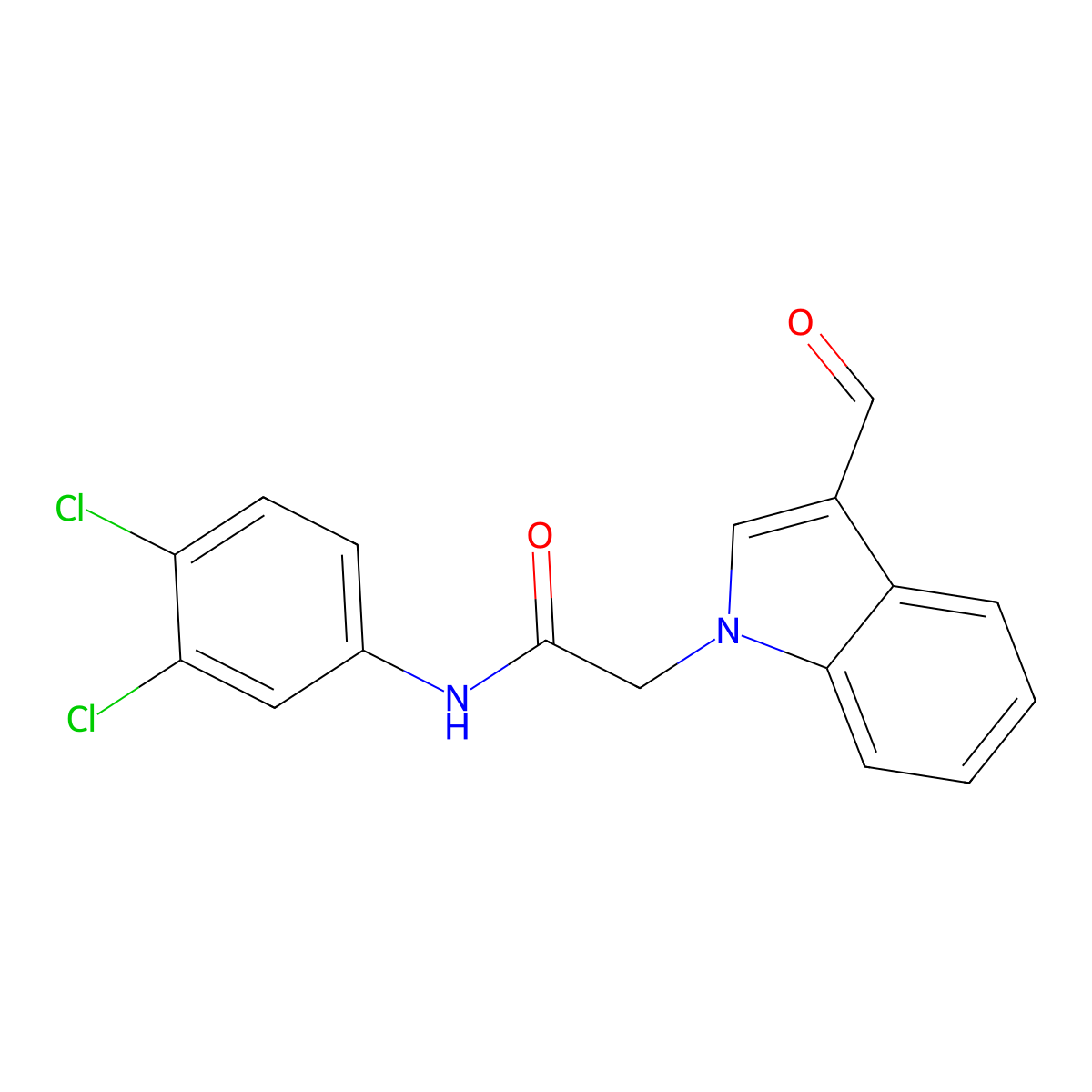 N-(3,4-dichlorophenyl)-2-(3-formyl-1H-indol-1-yl)acetamide molecular structure, CAS 500268-18-8