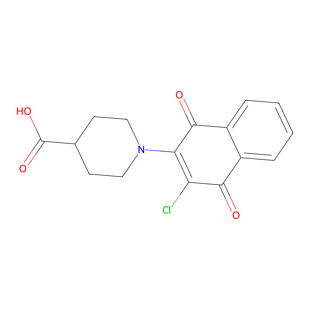 1-(3-Chloro-1,4-dioxo-1,4-dihydronaphthalen-2-yl)piperidine-4-carboxylic acid molecular structure, CAS 500268-34-8
