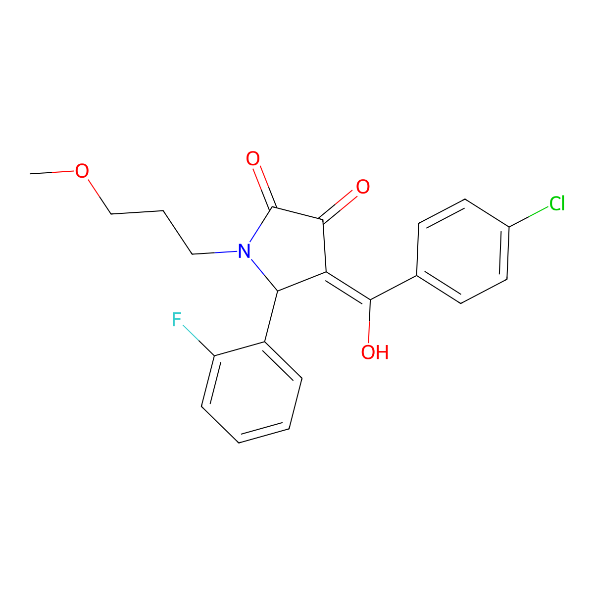 4-(4-chlorobenzoyl)-5-(2-fluorophenyl)-3-hydroxy-1-(3-methoxypropyl)-2,5-dihydro-1H-pyrrol-2-one molecular structure, CAS 500268-62-2