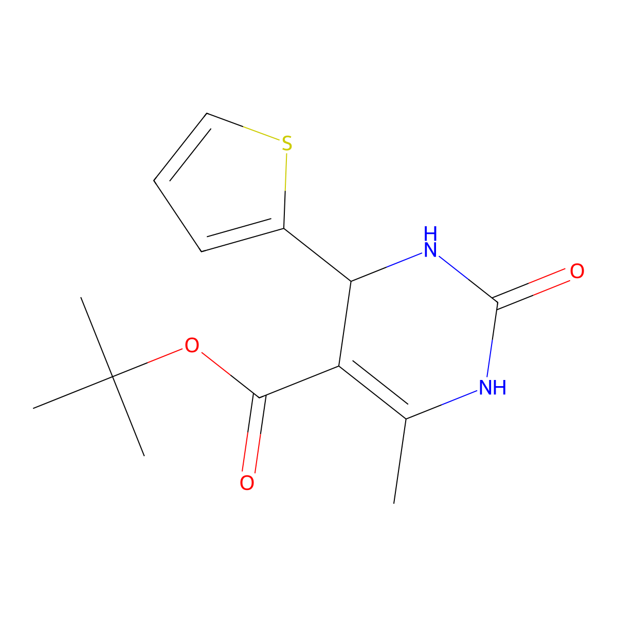 Tert-butyl 2-hydroxy-4-methyl-6-(thiophen-2-yl)-1,6-dihydropyrimidine-5-carboxylate molecular structure, CAS 500268-74-6