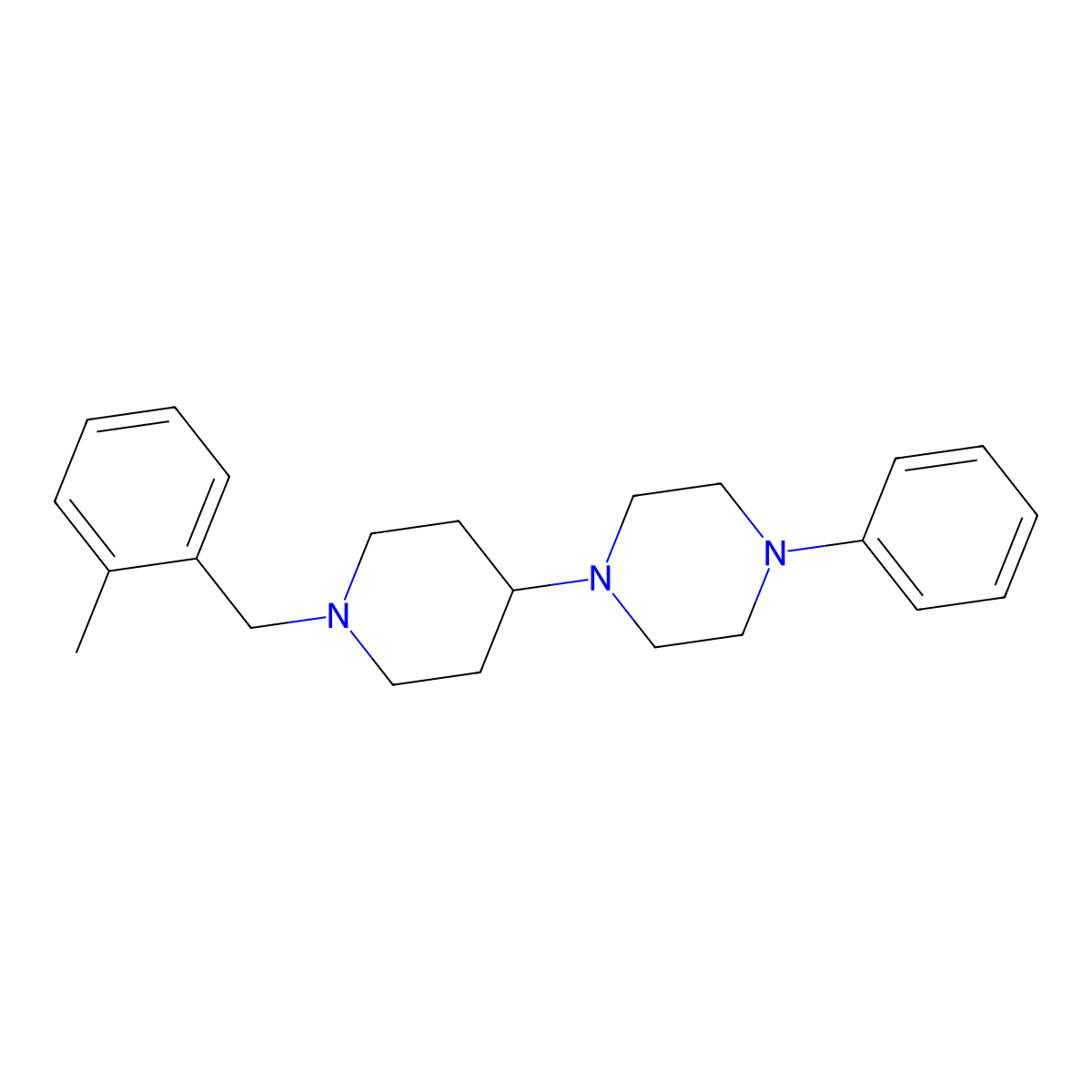 1-[1-(2-Methylbenzyl)piperidin-4-yl]-4-phenylpiperazine molecular structure, CAS 500269-26-1