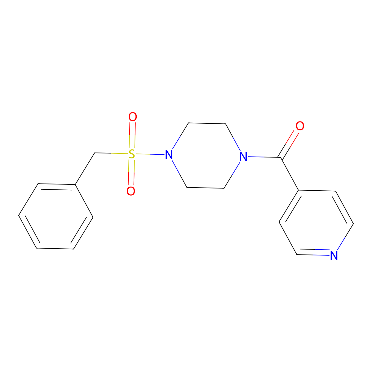 (4-Benzylsulfonylpiperazin-1-yl)-pyridin-4-ylmethanone molecular structure, CAS 500269-66-9