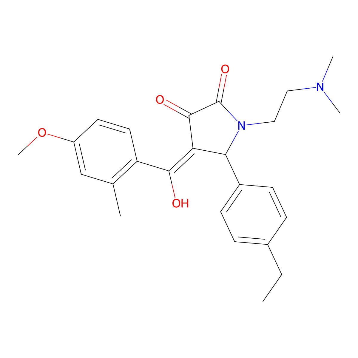 1-[2-(dimethylamino)ethyl]-5-(4-ethylphenyl)-3-hydroxy-4-(4-methoxy-2-methylbenzoyl)-2,5-dihydro-1H-pyrrol-2-one molecular structure, CAS 500269-76-1