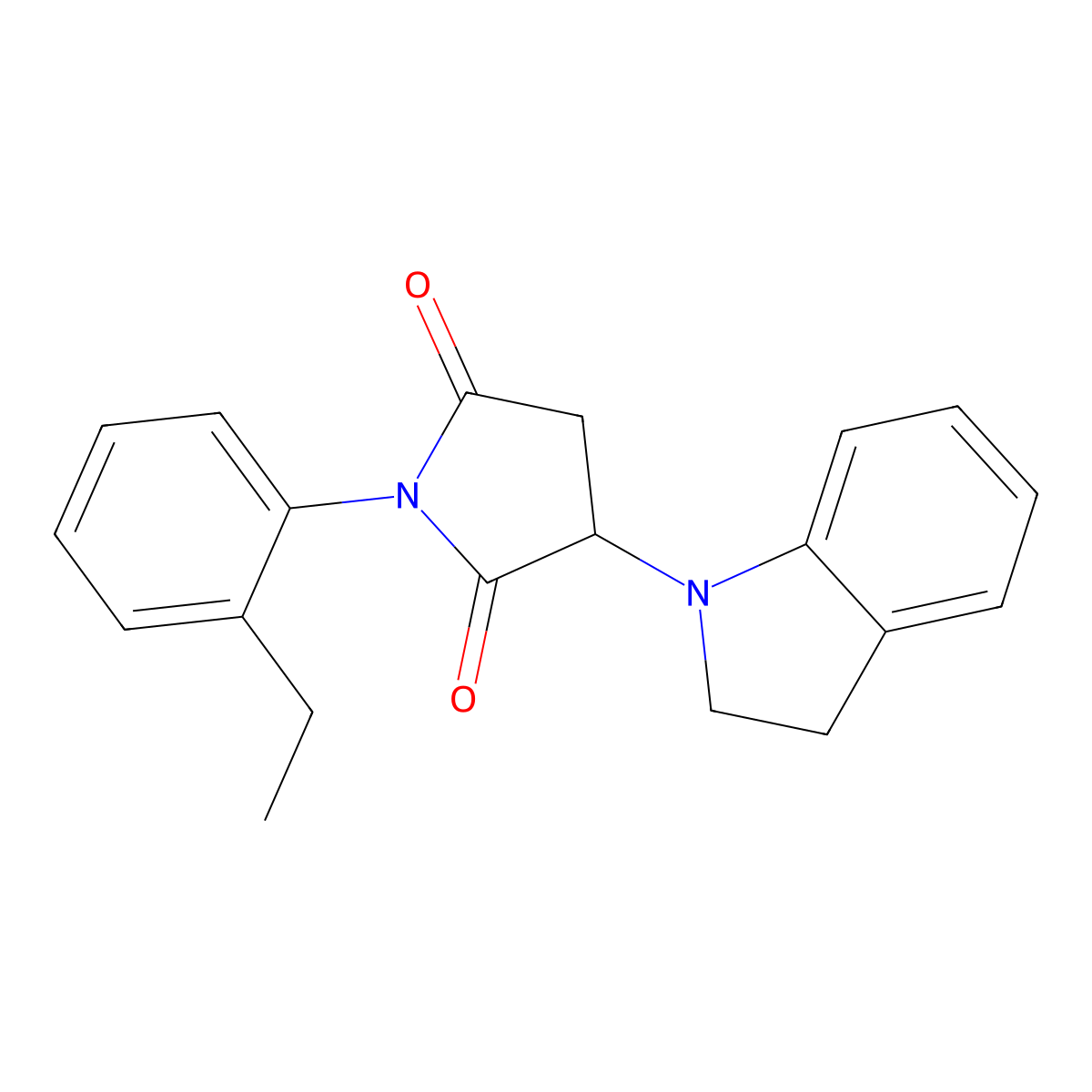 3-(2,3-dihydro-1H-indol-1-yl)-1-(2-ethylphenyl)pyrrolidine-2,5-dione molecular structure, CAS 500270-00-8