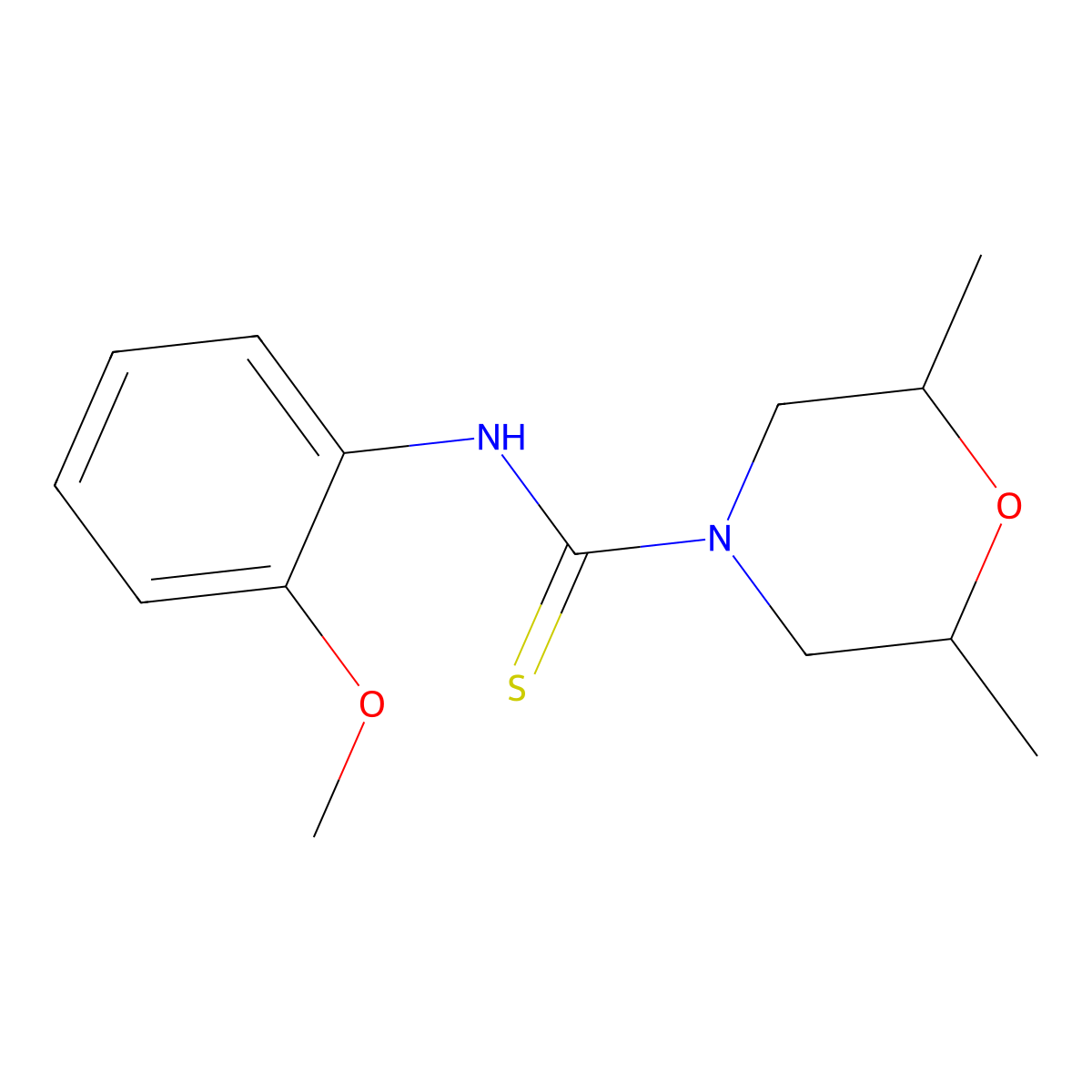 N-(2-methoxyphenyl)-2,6-dimethylmorpholine-4-carbothioamide molecular structure, CAS 500270-13-3