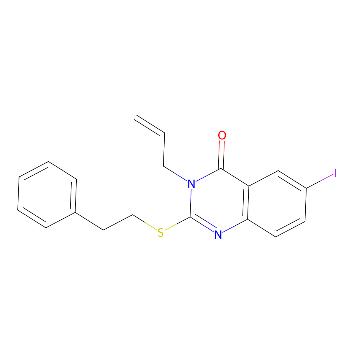 6-iodo-2-[(2-phenylethyl)sulfanyl]-3-(prop-2-en-1-yl)quinazolin-4(3H)-one molecular structure, CAS 500270-46-2