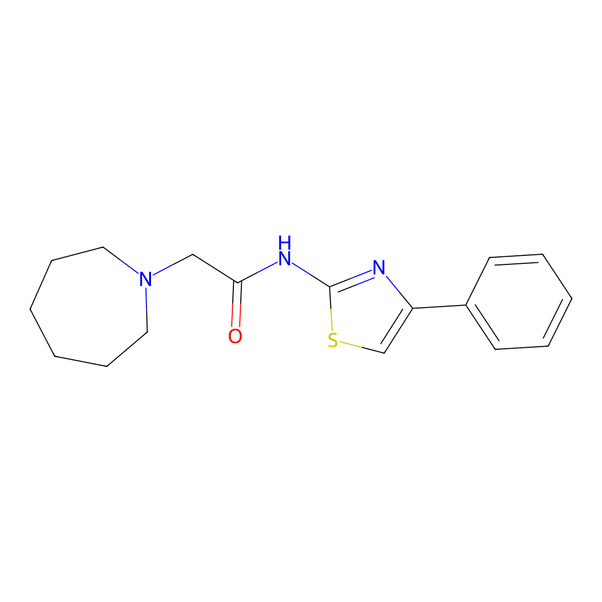 2-(azepan-1-yl)-N-(4-phenyl-1,3-thiazol-2-yl)acetamide molecular structure, CAS 500270-52-0