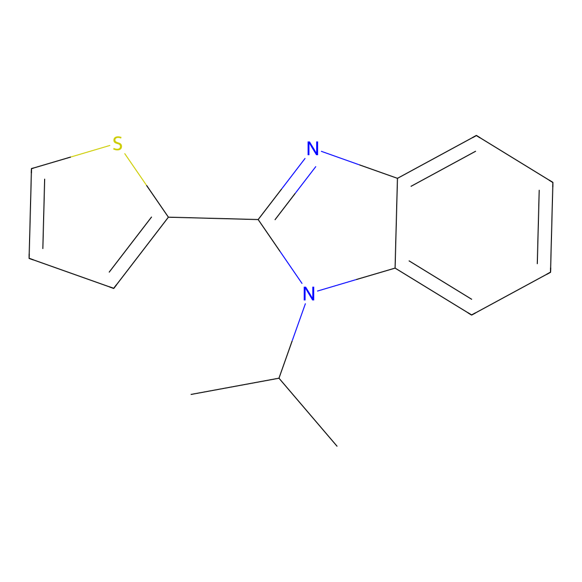 1-Isopropyl-2-thiophen-2-yl-1H-benzoimidazole molecular structure, CAS 500270-54-2
