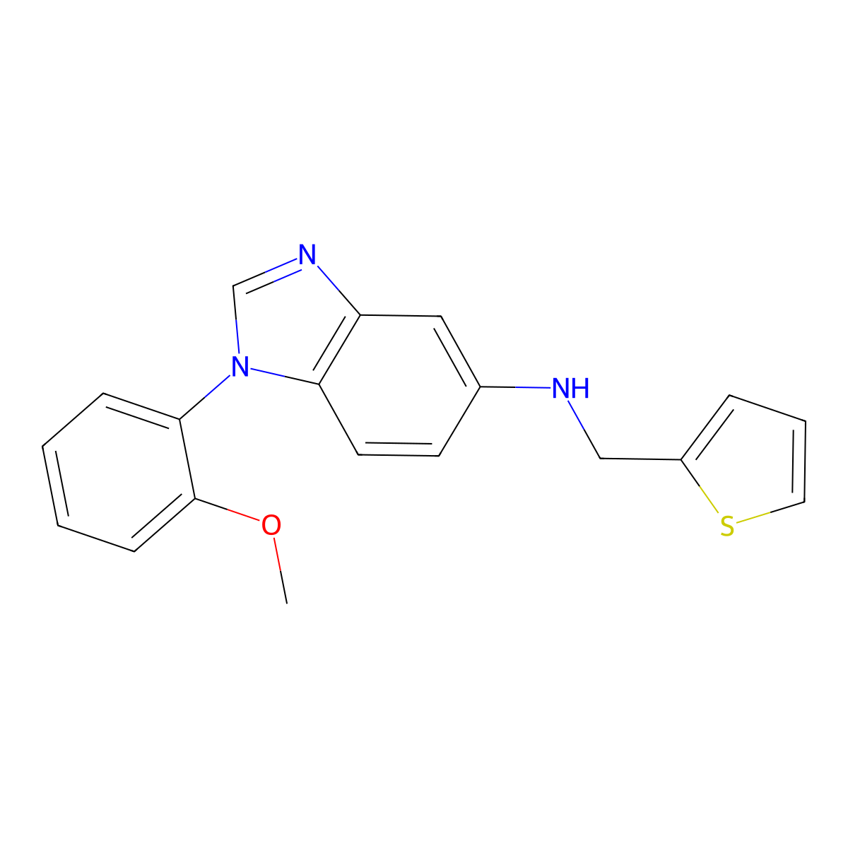 1-(2-methoxyphenyl)-N-(thiophen-2-ylmethyl)benzimidazol-5-amine molecular structure, CAS 500270-80-4
