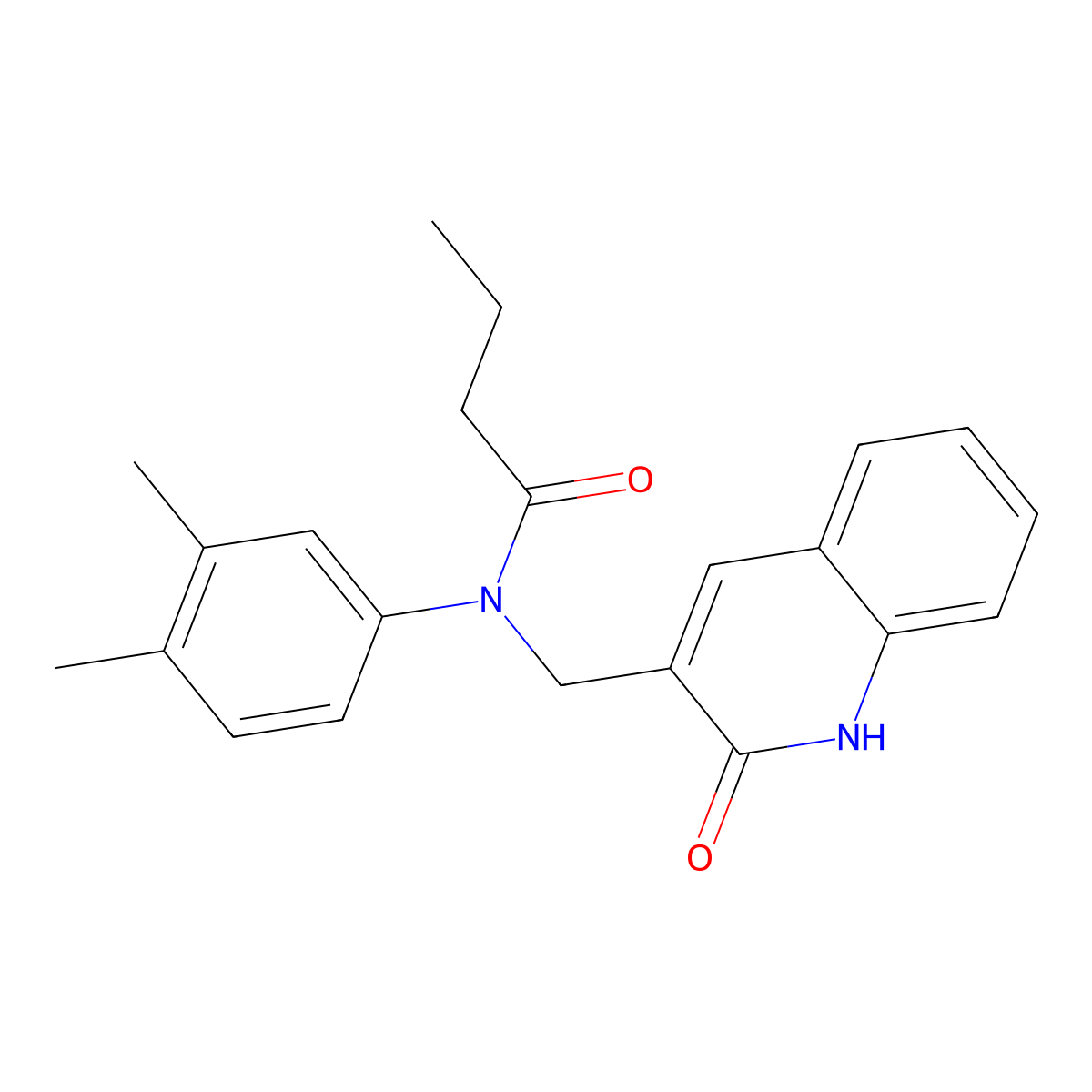 N-(3,4-dimethylphenyl)-N-[(2-oxo-1H-quinolin-3-yl)methyl]butanamide molecular structure, CAS 500271-42-1
