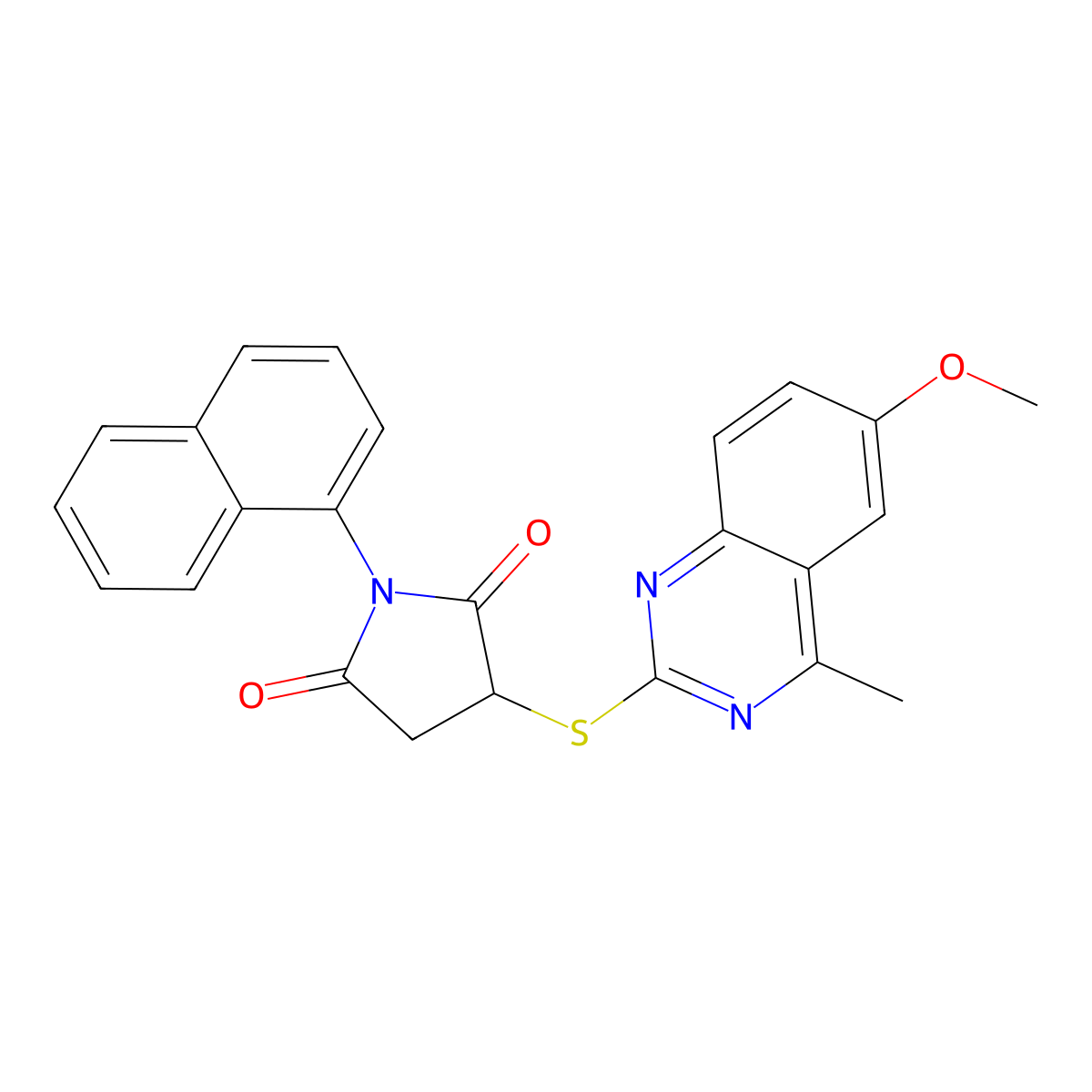 3-[(6-Methoxy-4-methylquinazolin-2-yl)sulfanyl]-1-(naphthalen-1-yl)pyrrolidine-2,5-dione molecular structure, CAS 500271-52-3
