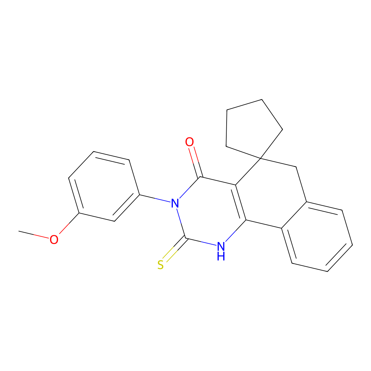 3-(3-Methoxyphenyl)-2-sulfanylidenespiro[1,6-dihydrobenzo[h]quinazoline-5,1'-cyclopentane]-4-one molecular structure, CAS 500271-58-9