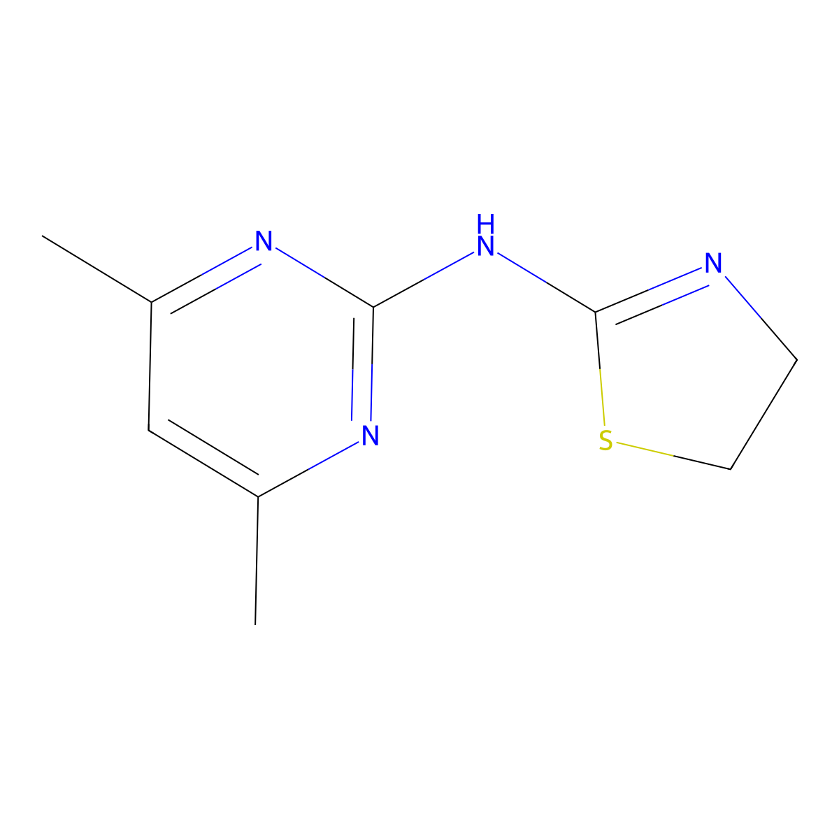 (4,5-Dihydro-thiazol-2-yl)-(4,6-dimethyl-pyrimidin-2-yl)-amine molecular structure, CAS 500271-80-7