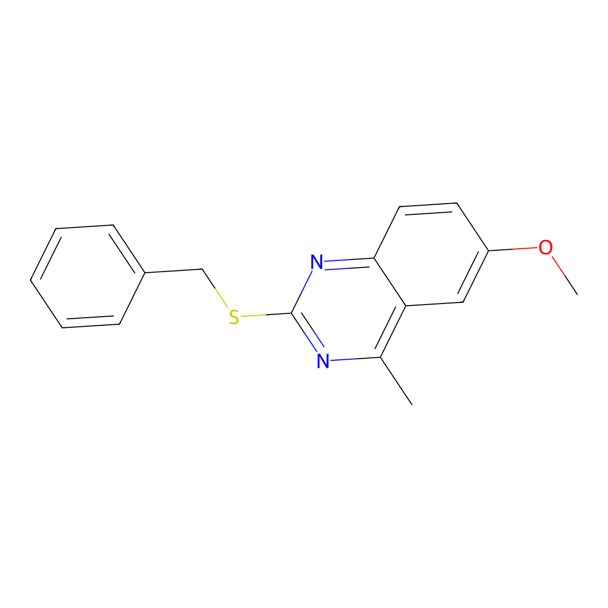 2-(Benzylthio)-6-methoxy-4-methylquinazoline molecular structure, CAS 500272-00-4