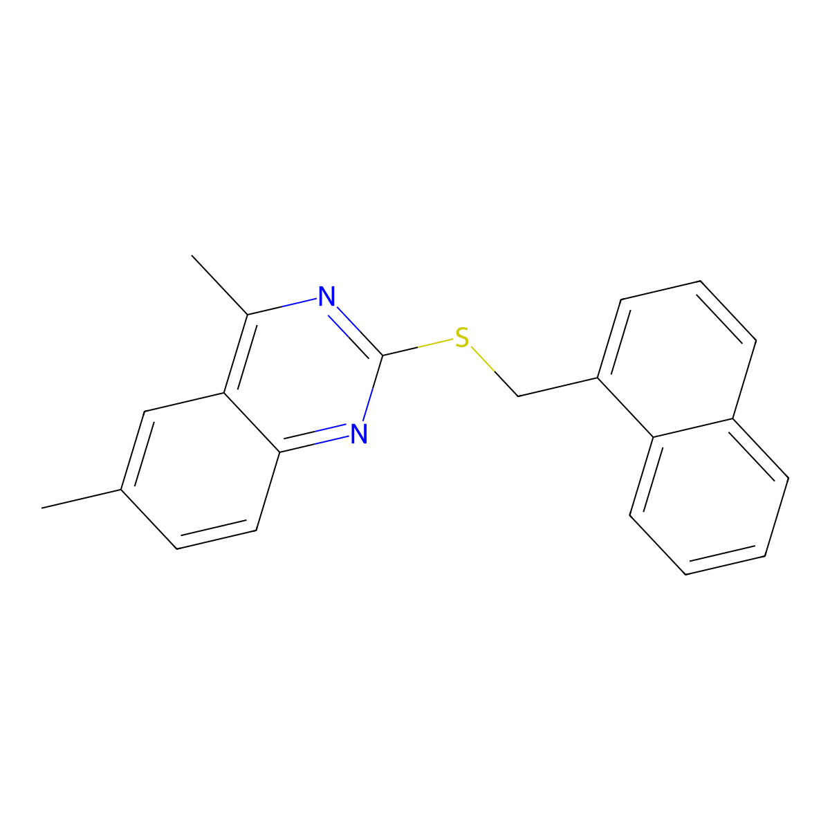 4,6-Dimethyl-2-[(1-naphthylmethyl)sulfanyl]quinazoline molecular structure, CAS 500272-12-8