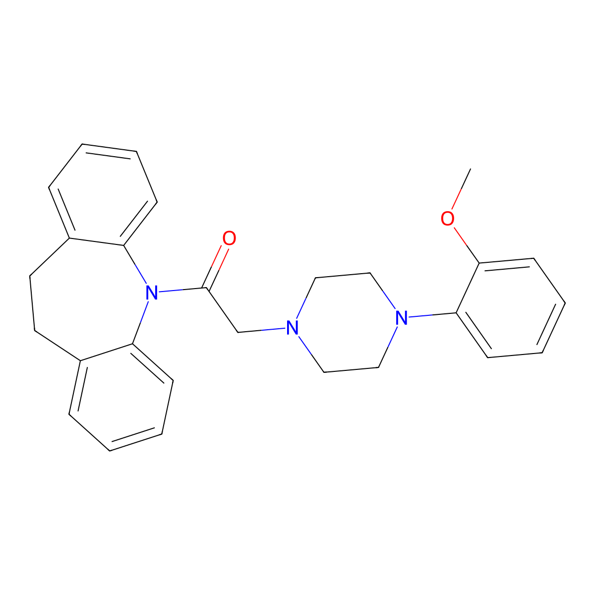 1-(5,6-Dihydrobenzo[b][1]benzazepin-11-yl)-2-[4-(2-methoxyphenyl)piperazin-1-yl]ethanone molecular structure, CAS 500272-35-5
