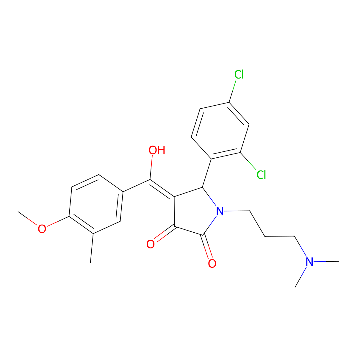 5-(2,4-dichlorophenyl)-1-[3-(dimethylamino)propyl]-3-hydroxy-4-(4-methoxy-3-methylbenzoyl)-2,5-dihydro-1H-pyrrol-2-one molecular structure, CAS 500272-43-5