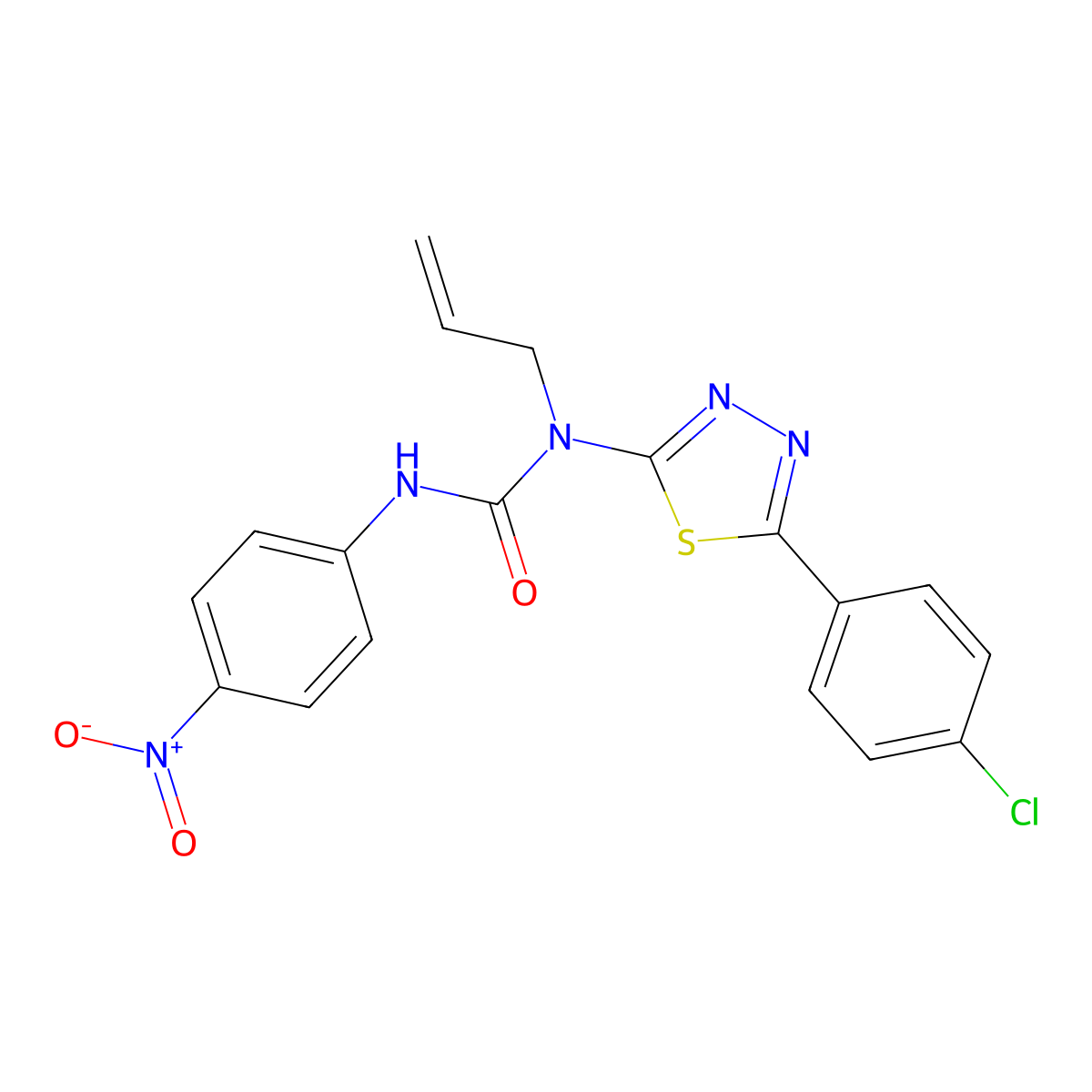 1-[5-(4-Chlorophenyl)-1,3,4-thiadiazol-2-yl]-3-(4-nitrophenyl)-1-prop-2-enylurea molecular structure, CAS 500272-45-7