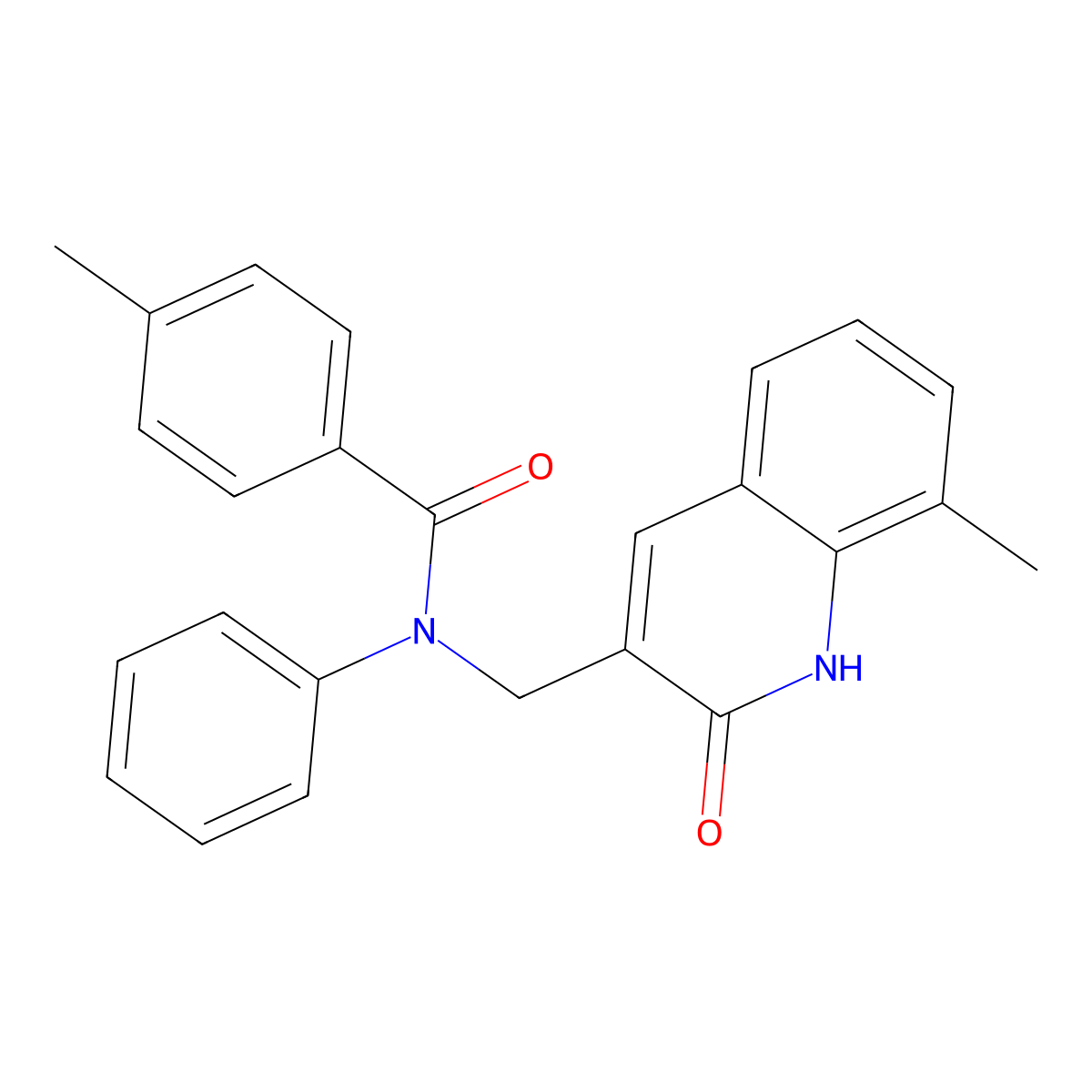 4-methyl-N-[(8-methyl-2-oxo-1H-quinolin-3-yl)methyl]-N-phenylbenzamide molecular structure, CAS 500272-67-3