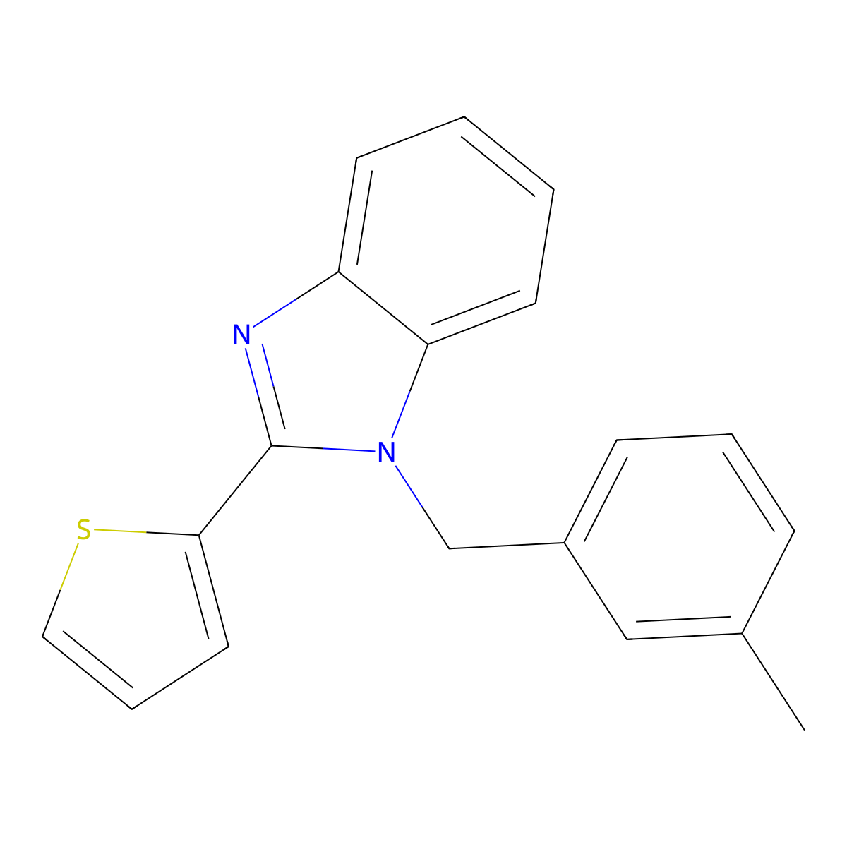 1-(3-methylbenzyl)-2-thien-2-yl-1H-benzimidazole molecular structure, CAS 500273-04-1