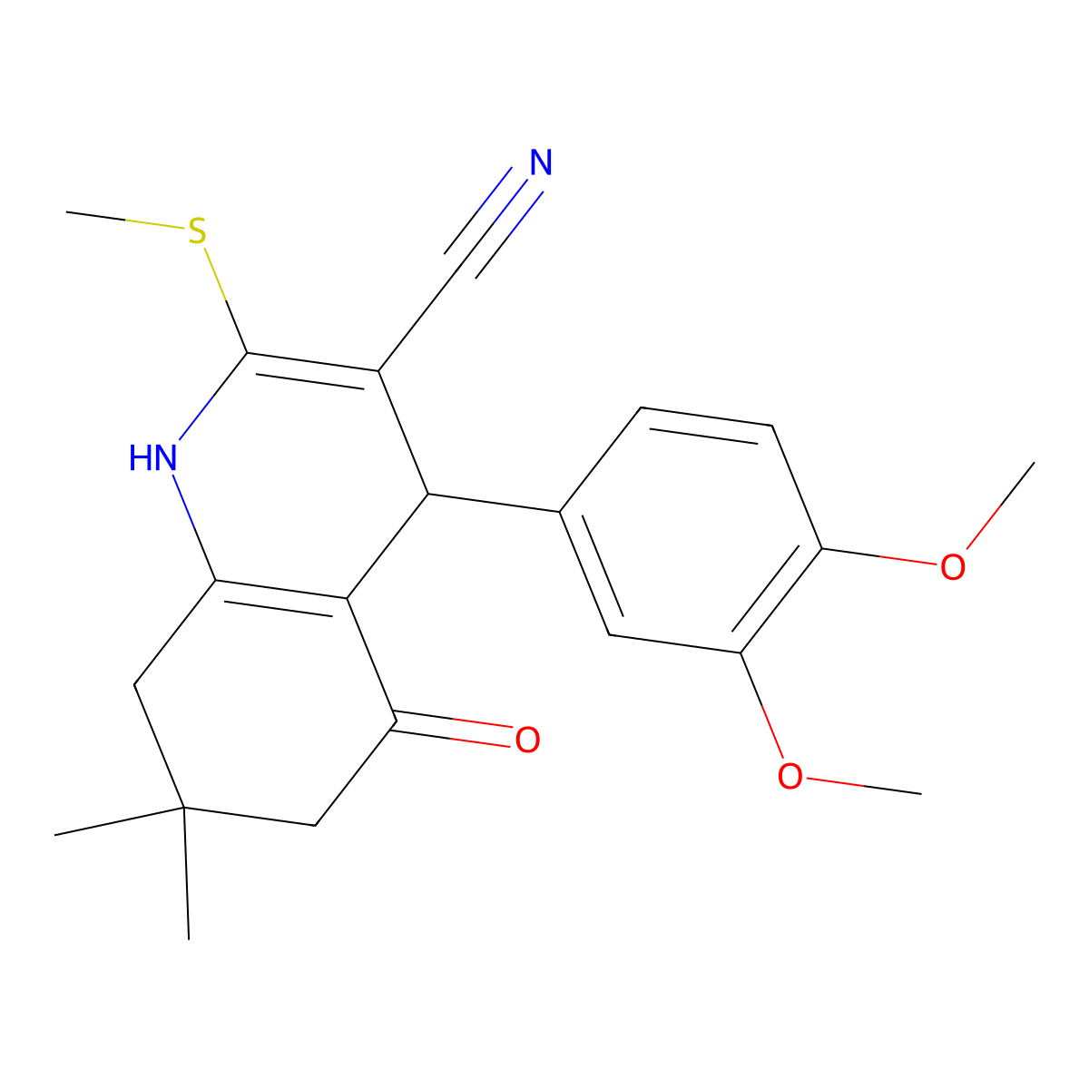 4-(3,4-Dimethoxyphenyl)-7,7-dimethyl-2-(methylsulfanyl)-5-oxo-1,4,5,6,7,8-hexahydroquinoline-3-carbonitrile molecular structure, CAS 500273-52-9