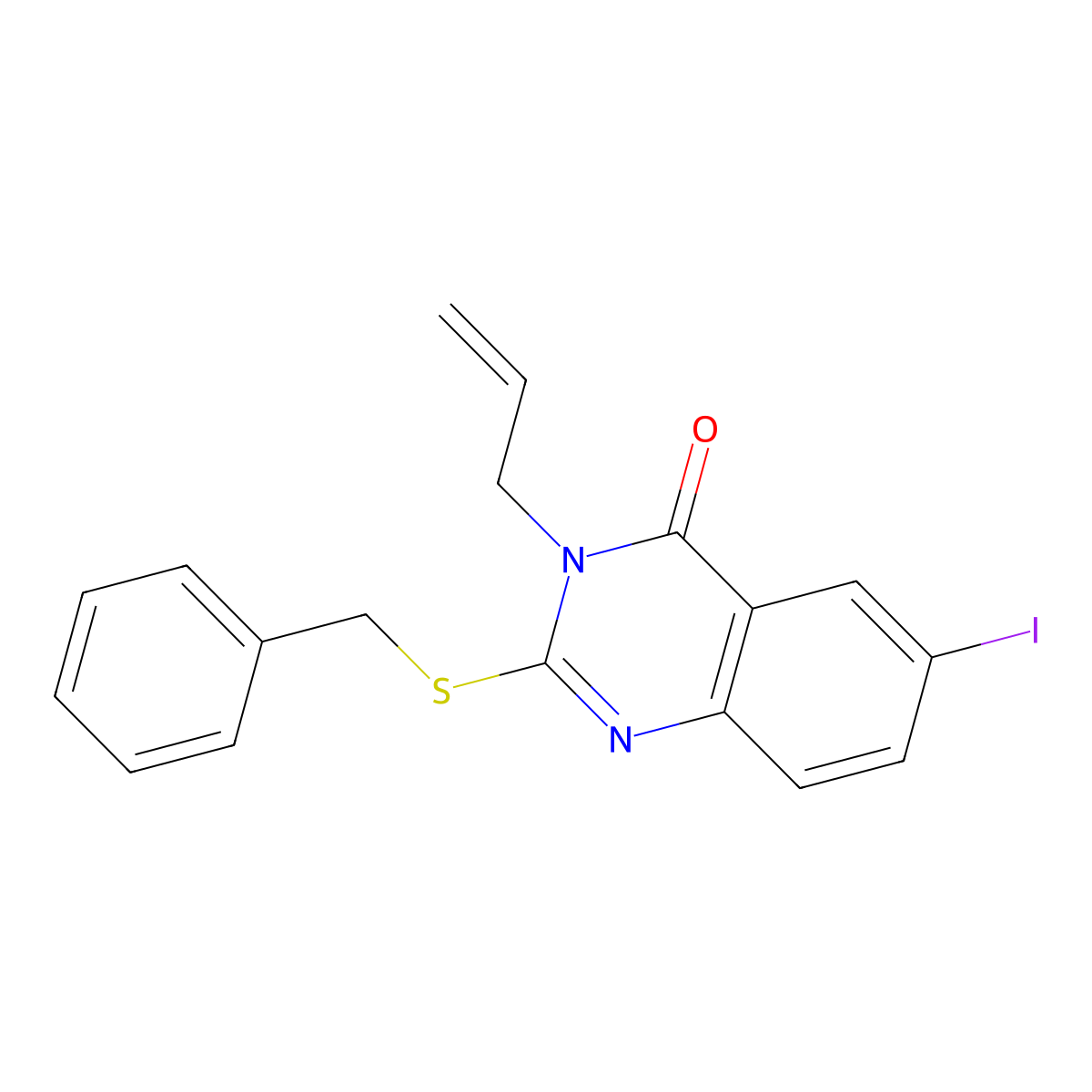2-Benzylsulfanyl-6-iodo-3-prop-2-enylquinazolin-4-one molecular structure, CAS 500274-43-1