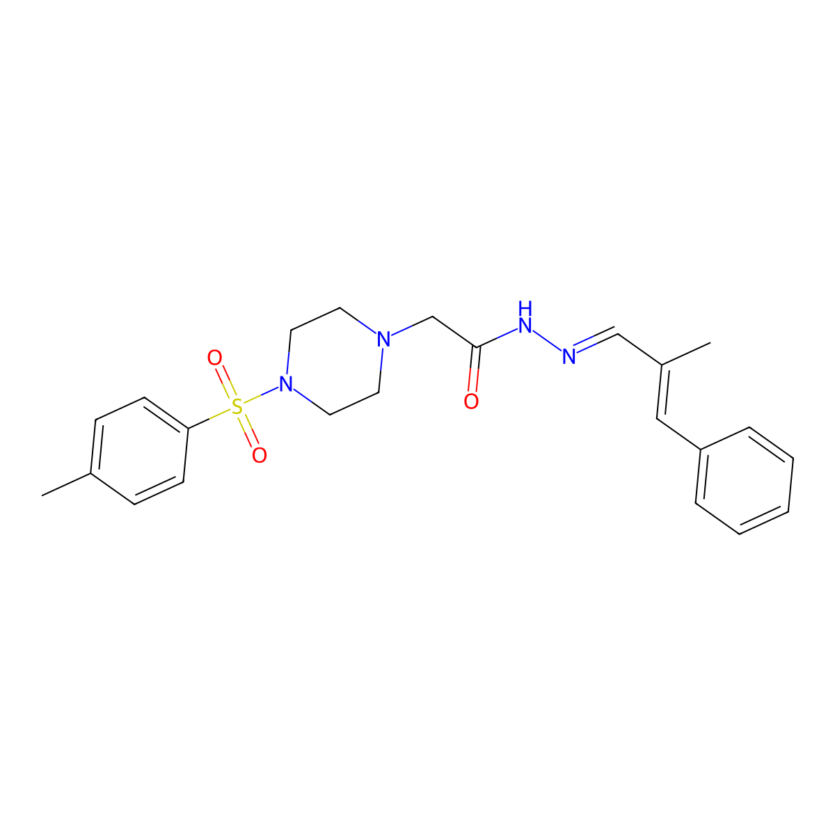 4-[(4-Methylphenyl)sulfonyl]-1-piperazineacetic acid 2-(2-methyl-3-phenyl-2-propen-1-ylidene)hydrazide molecular structure, CAS 500274-47-5