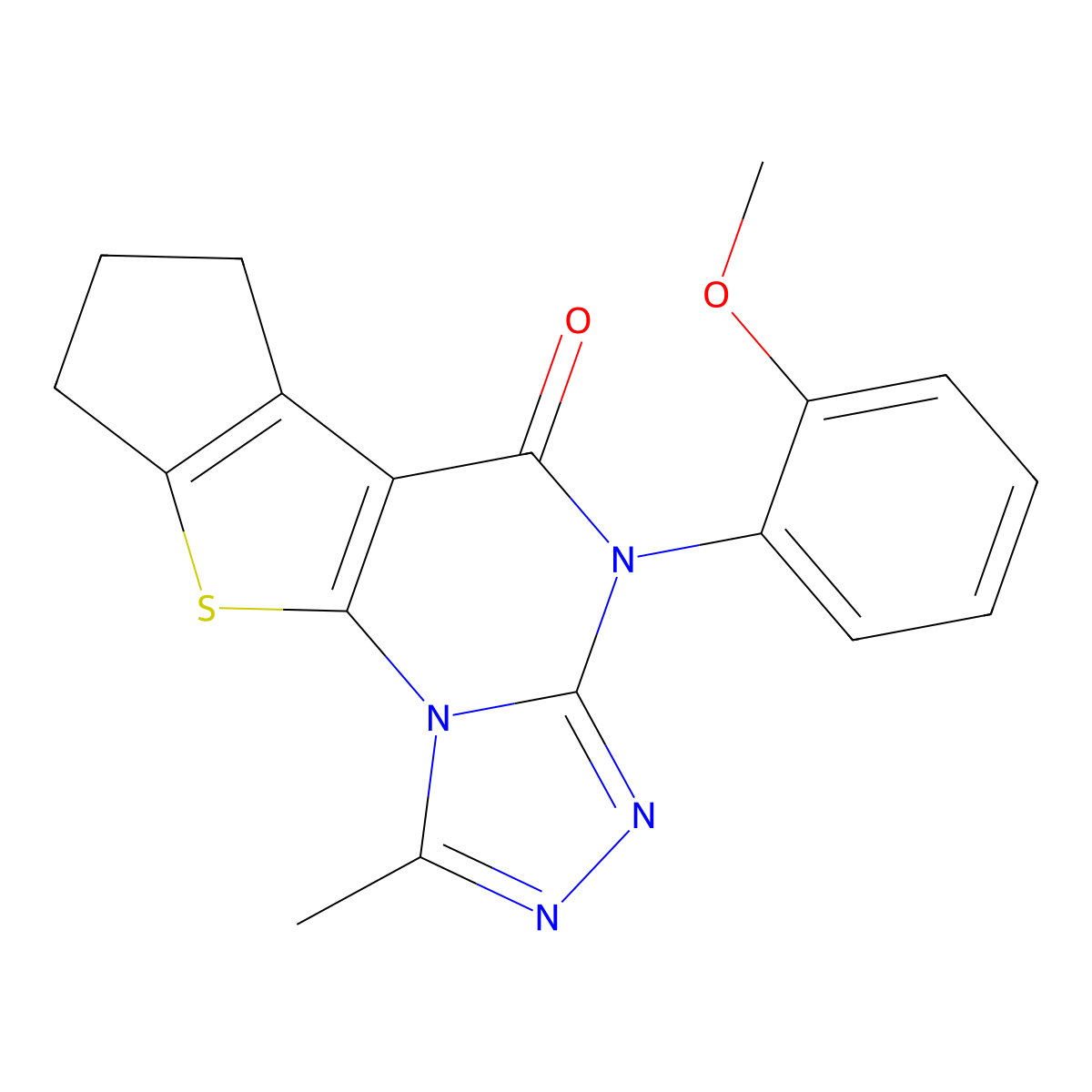 4-(2-methoxyphenyl)-1-methyl-7,8-dihydro-4H-cyclopenta[4,5]thieno[3,2-e][1,2,4]triazolo[4,3-a]pyrimidin-5(6H)-one molecular structure, CAS 500274-76-0