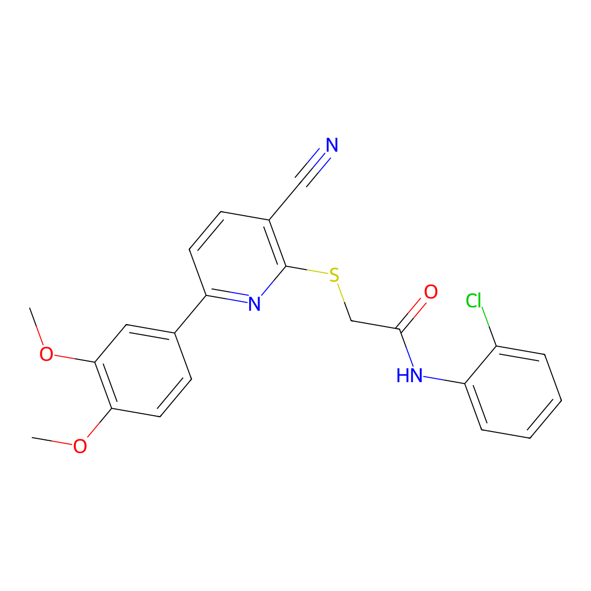N-(2-chlorophenyl)-2-[3-cyano-6-(3,4-dimethoxyphenyl)pyridin-2-yl]sulfanylacetamide molecular structure, CAS 500275-60-5
