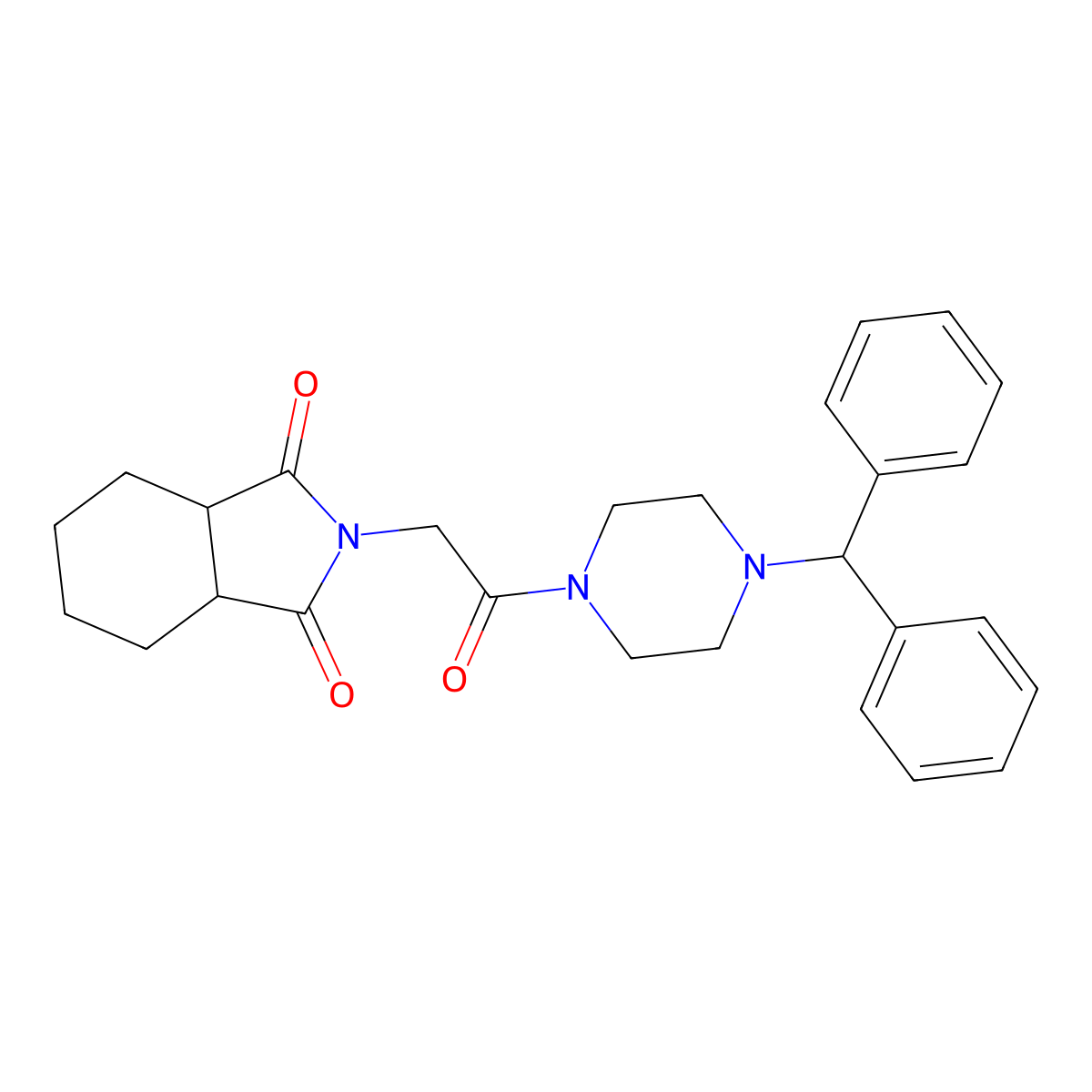 2-{2-[4-(diphenylmethyl)piperazin-1-yl]-2-oxoethyl}hexahydro-1H-isoindole-1,3(2H)-dione molecular structure, CAS 500275-86-5