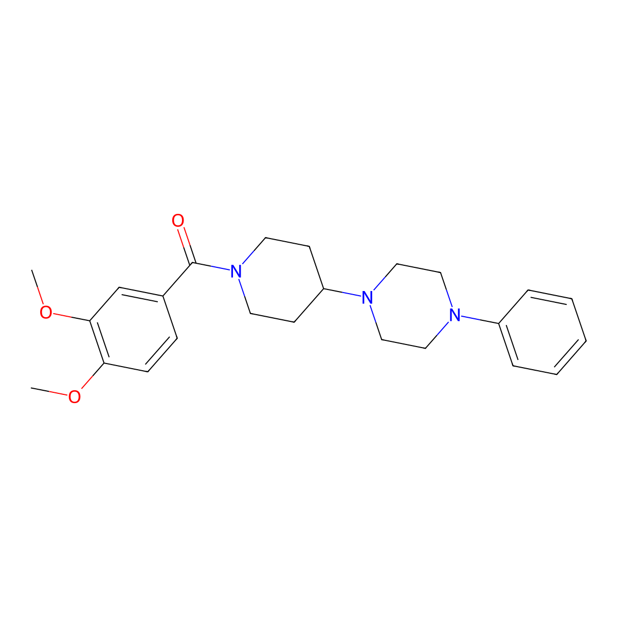 (3,4-Dimethoxyphenyl)-[4-(4-phenylpiperazin-1-yl)piperidin-1-yl]methanone molecular structure, CAS 500276-09-5