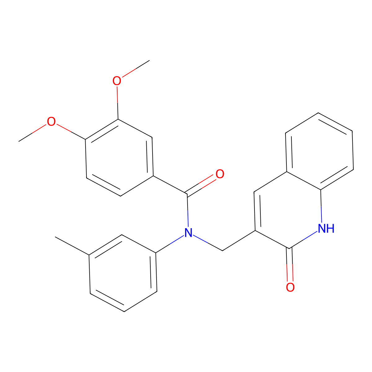 3,4-dimethoxy-N-(3-methylphenyl)-N-[(2-oxo-1H-quinolin-3-yl)methyl]benzamide molecular structure, CAS 500276-48-2