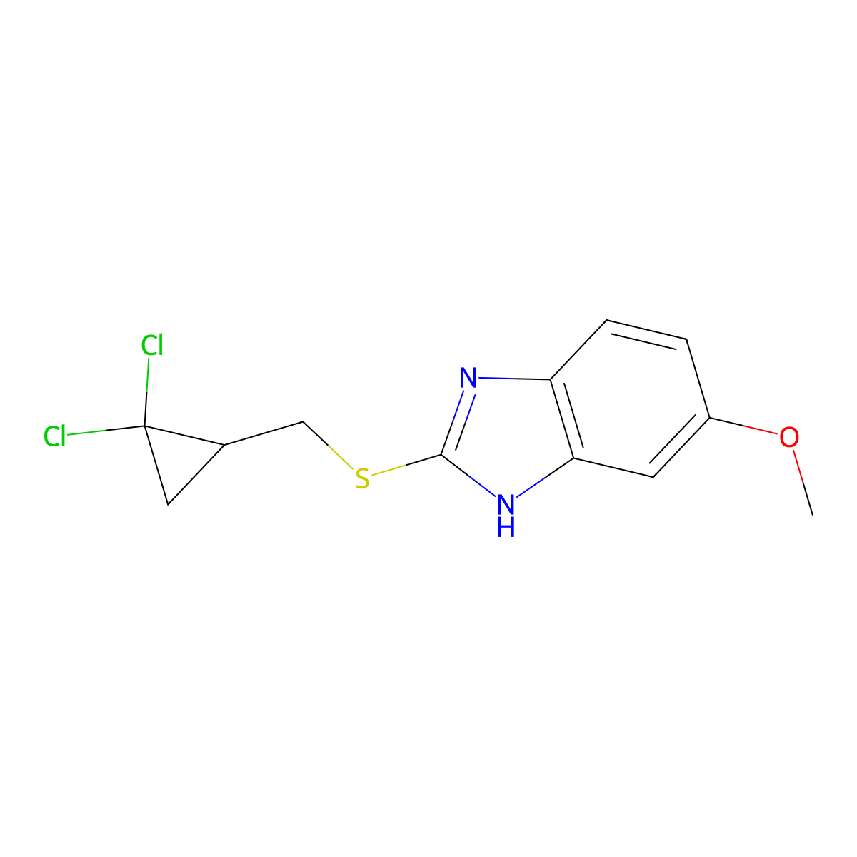 2-{[(2,2-dichlorocyclopropyl)methyl]sulfanyl}-5-methoxy-1H-benzimidazole molecular structure, CAS 500276-77-7