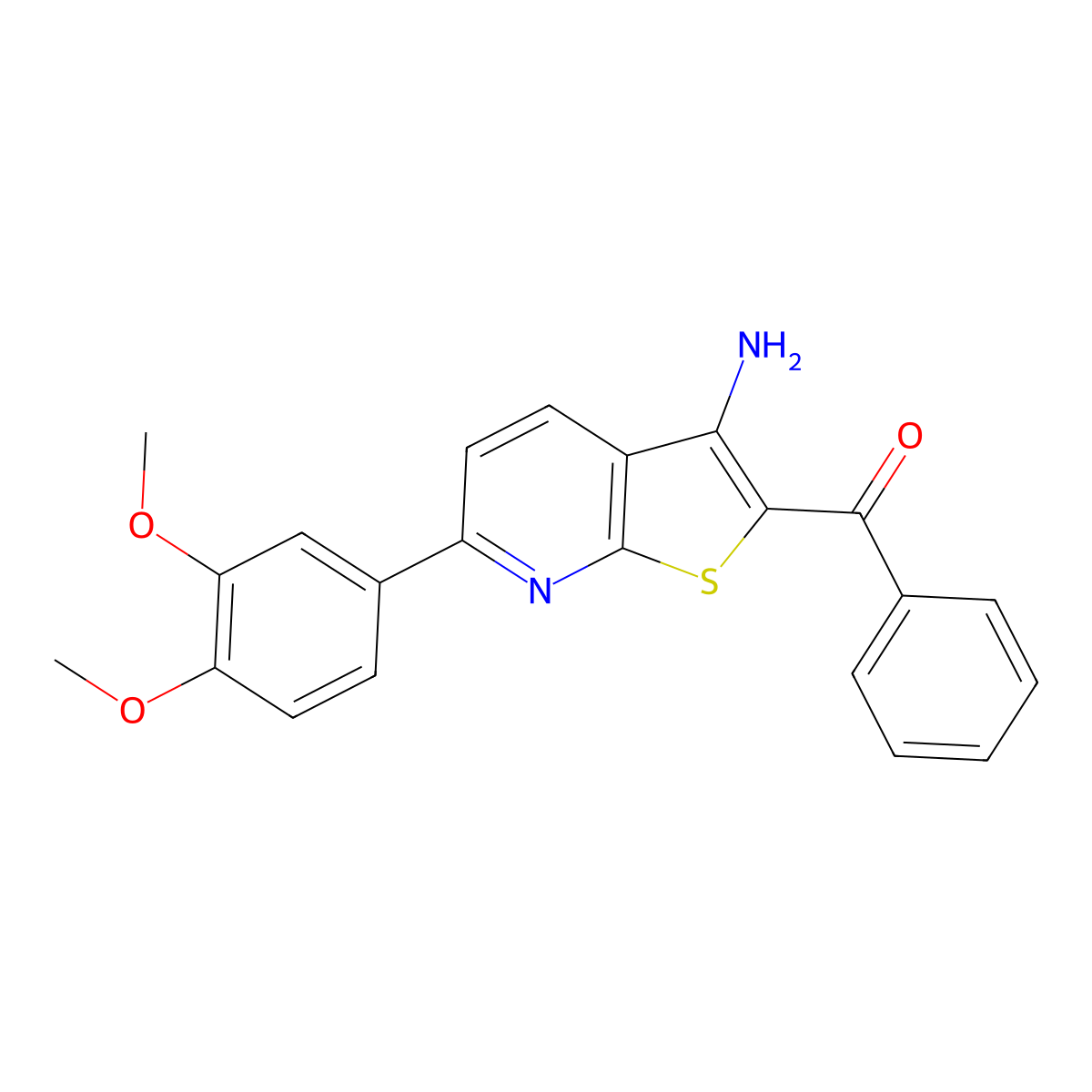 [3-Amino-6-(3,4-dimethoxyphenyl)thieno[2,3-b]pyridin-2-yl](phenyl)methanone molecular structure, CAS 500277-16-7